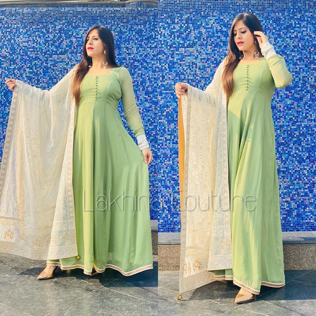 Pista Green Anarkali