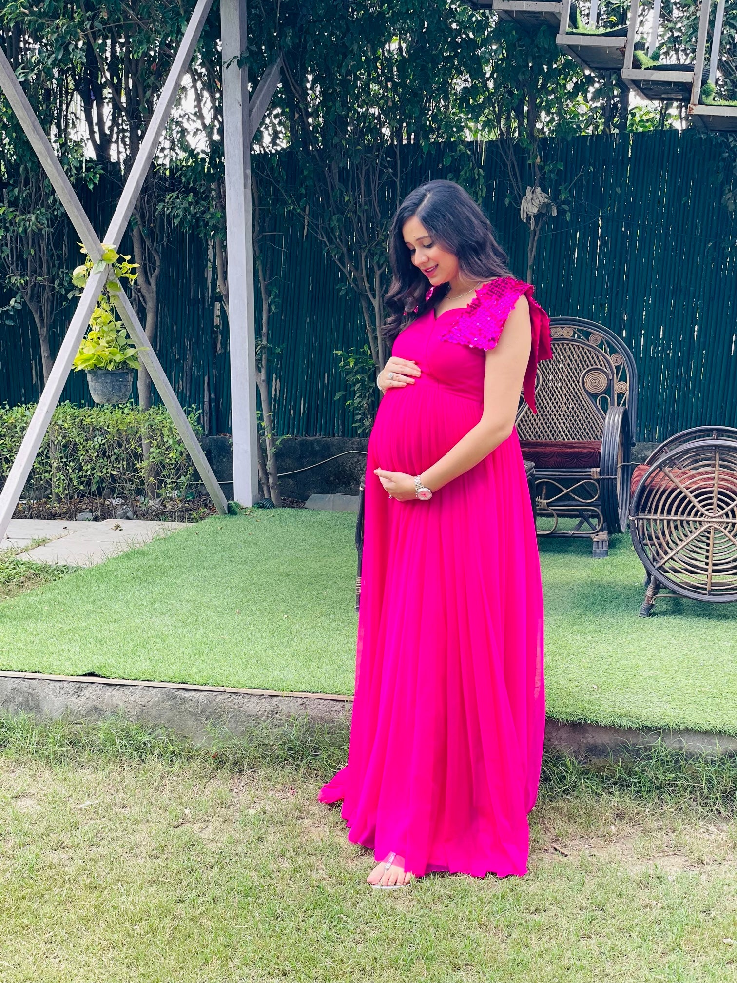 Hot Pink Net Gown