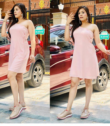 Peach Soild Dress