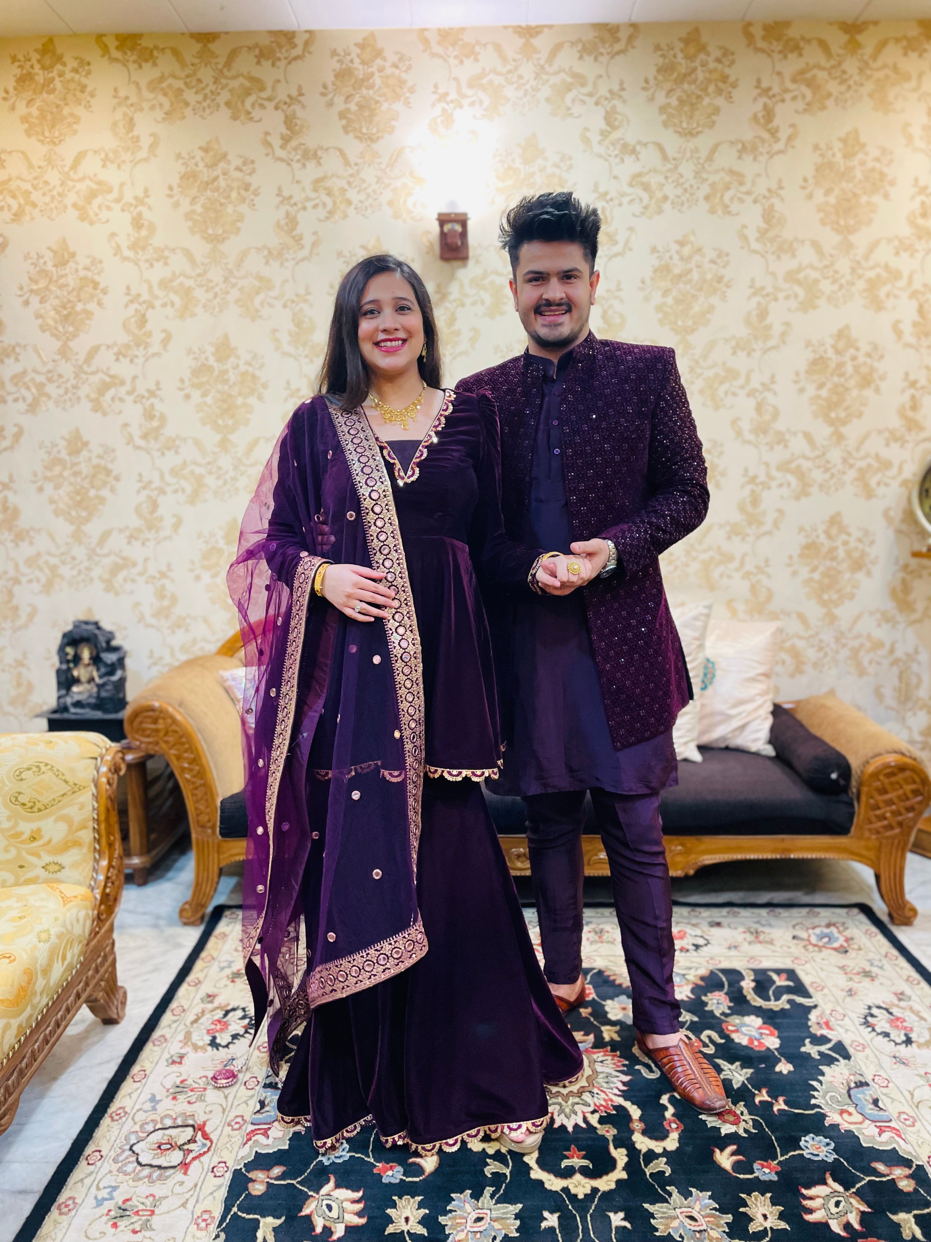 Wine Peplum & Garara Suit