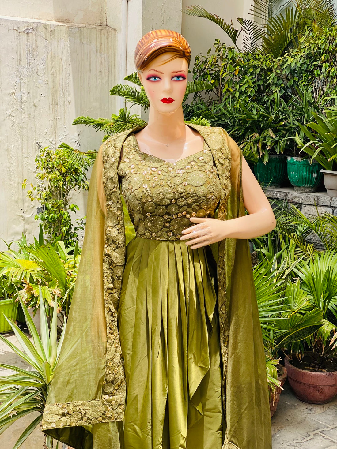 Olive Drape with Cape