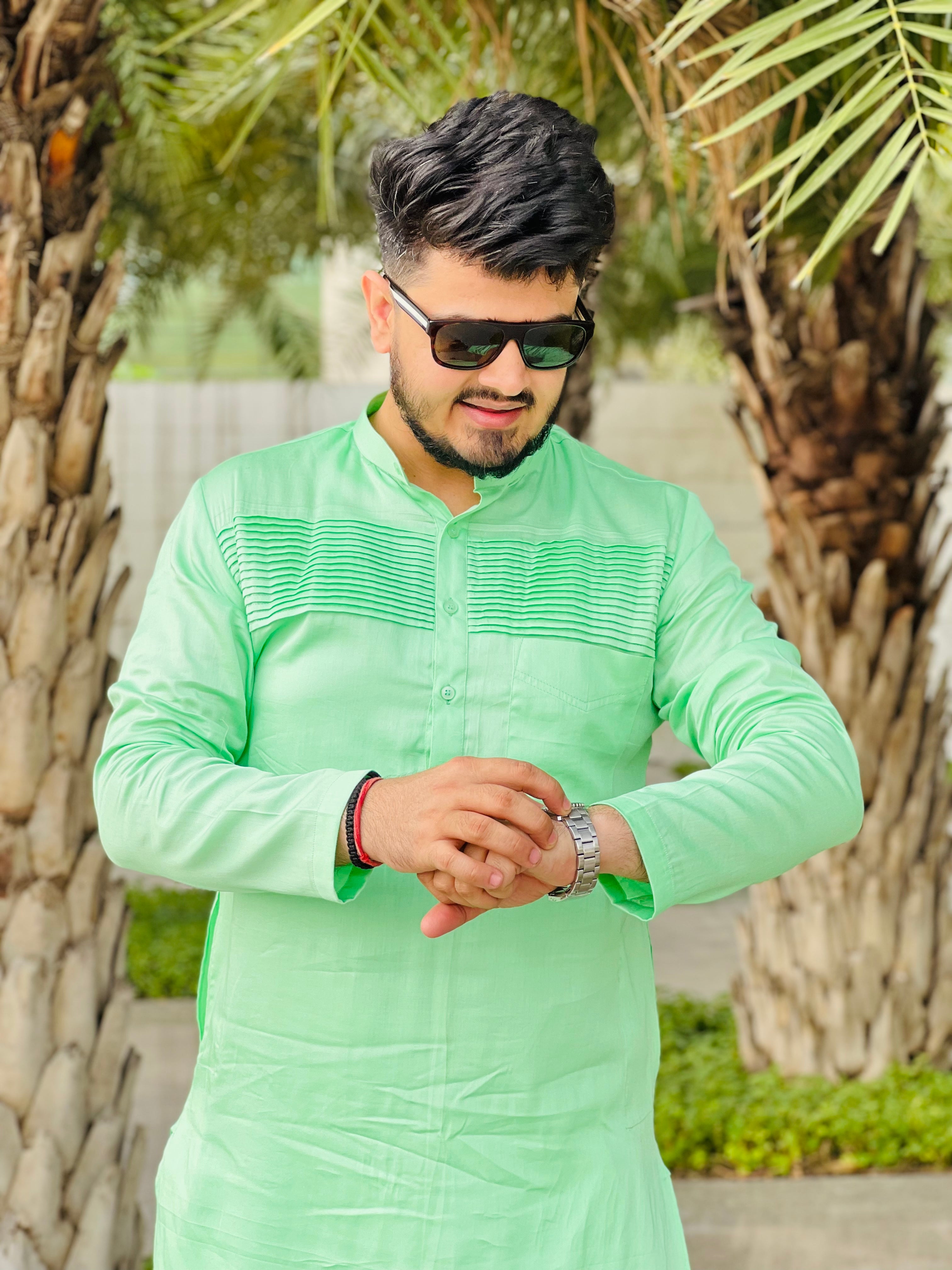 Menswear Mint Green Kurta Set