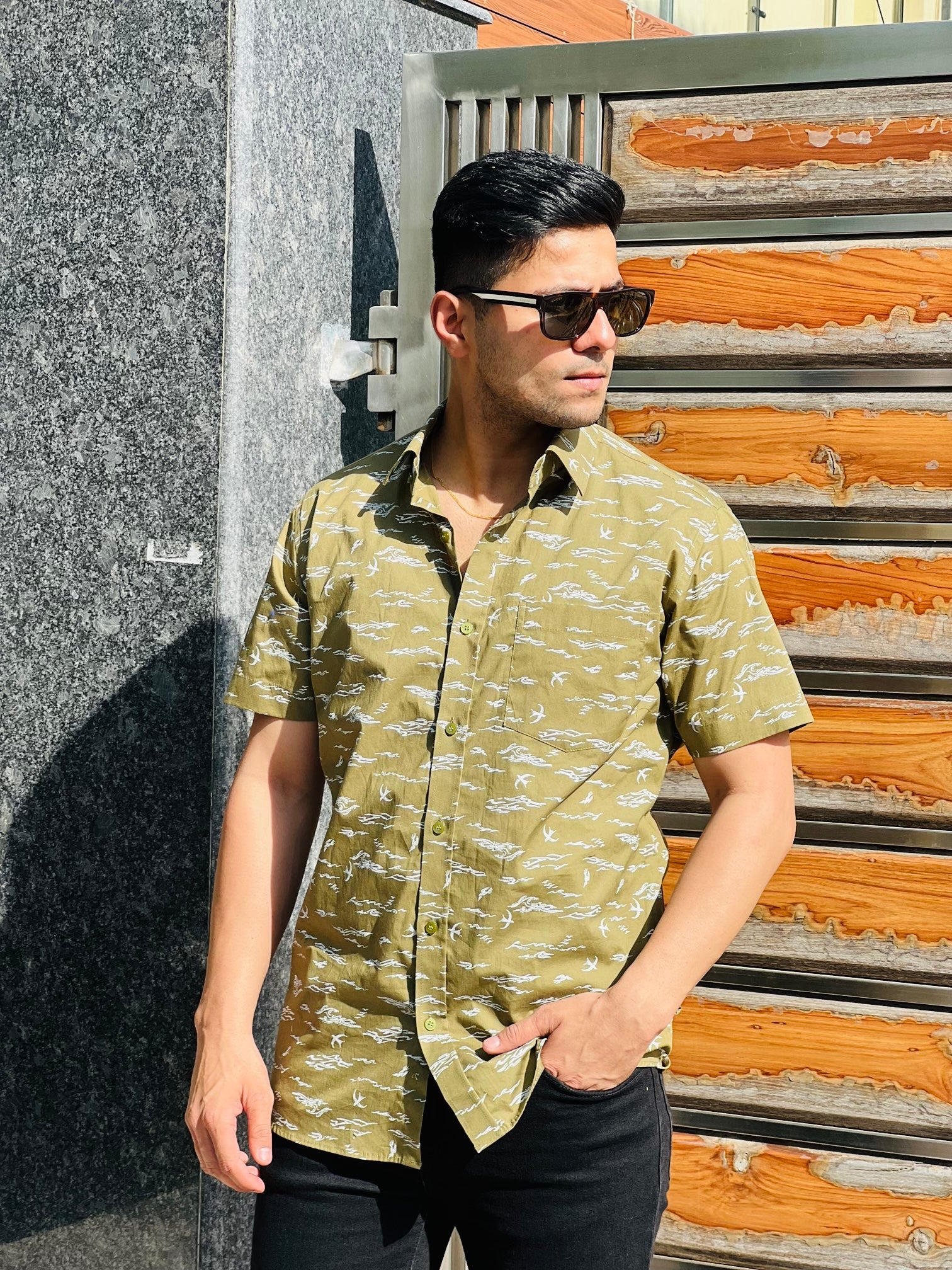 Olive Printed Shirt