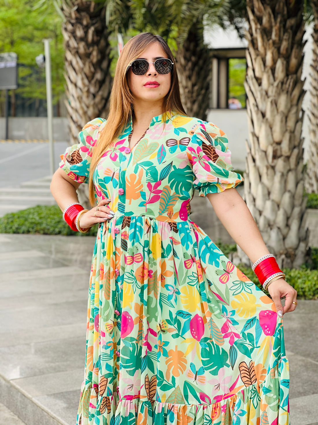 Mint Green Printed Maxi