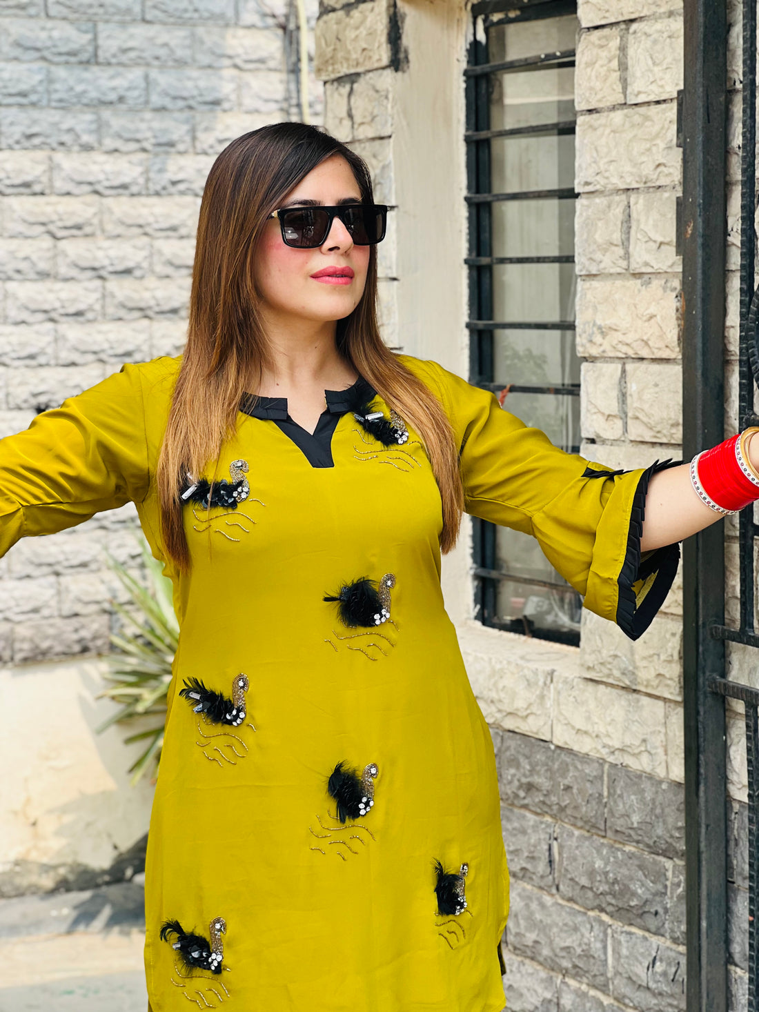 Apple Green Embroidered Suit