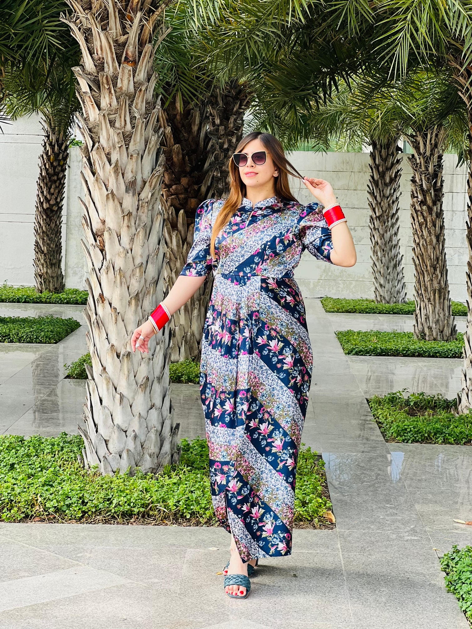 Blue & Grey Floral Drape