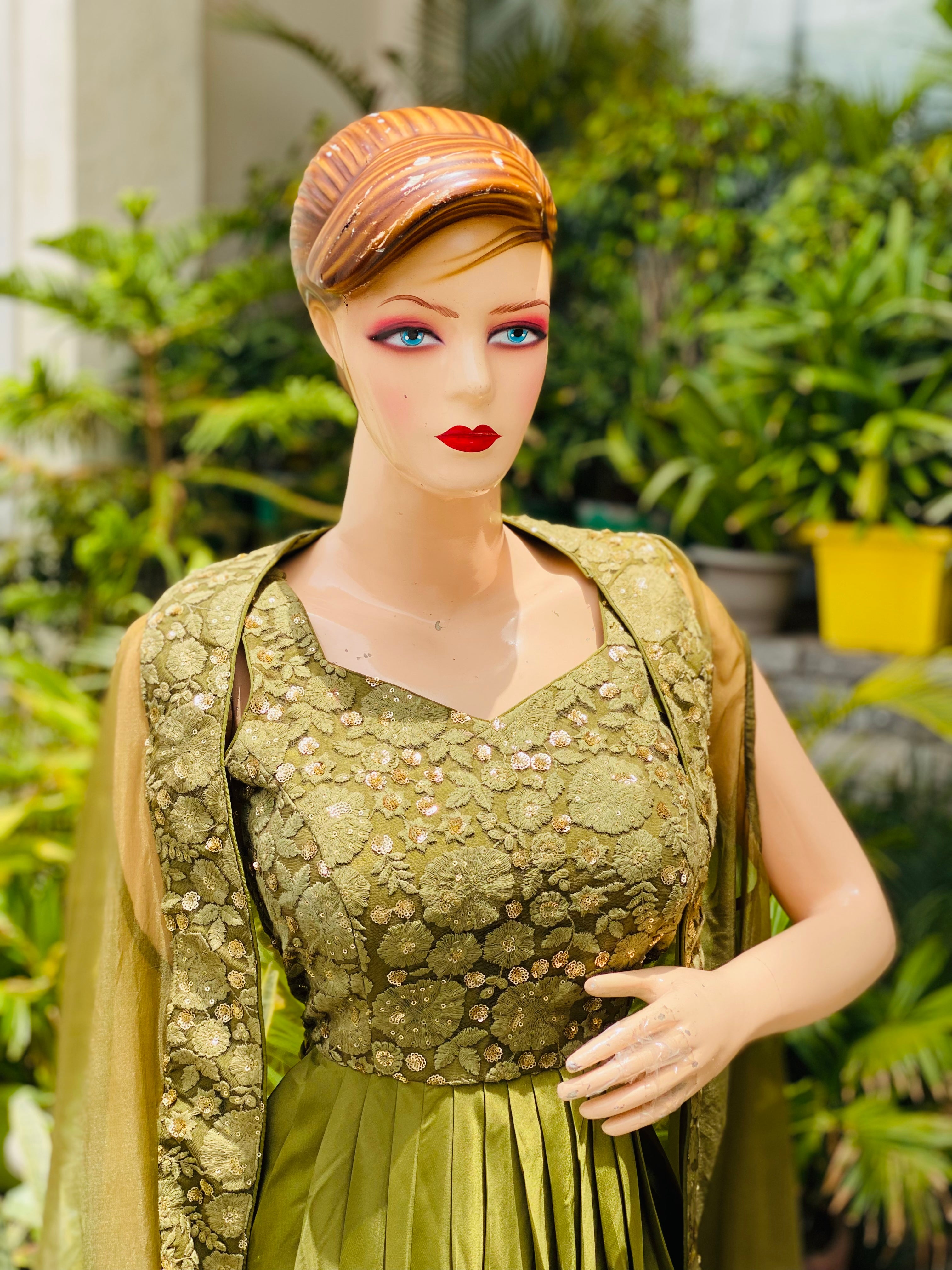 Olive Drape with Cape