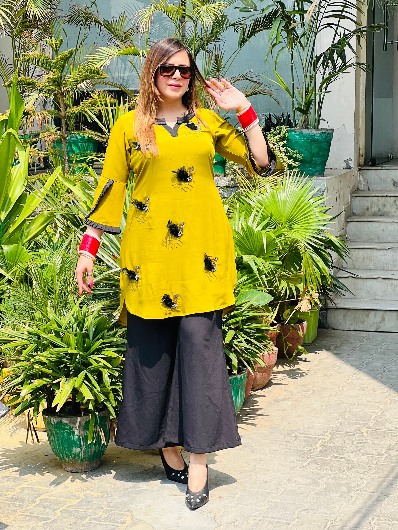 Apple Green Embroidered Kurti