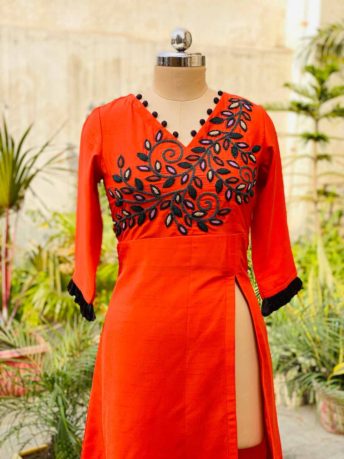 Rust Embroidered Kurti