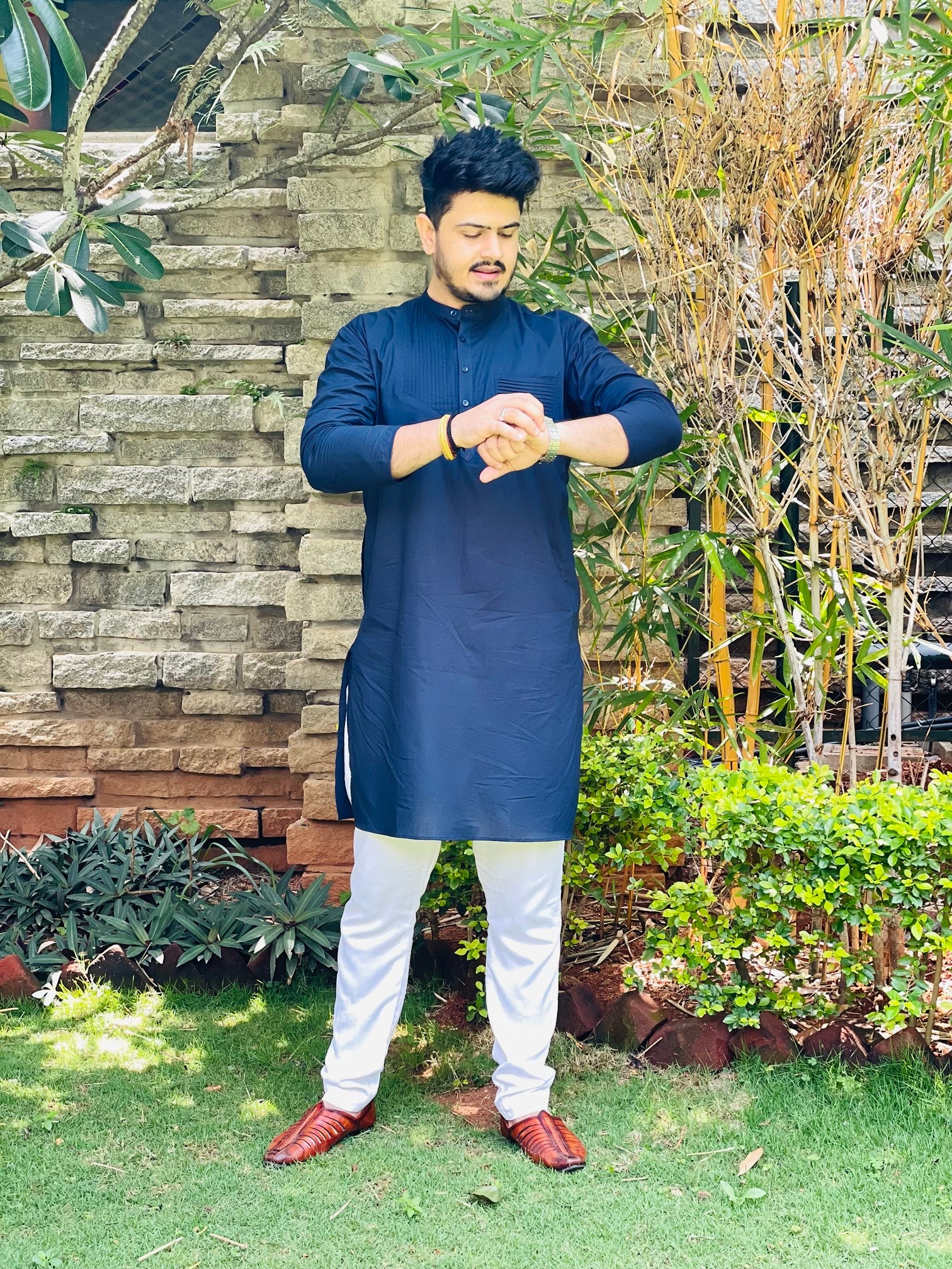 Menswear Navy Blue Kurta Set