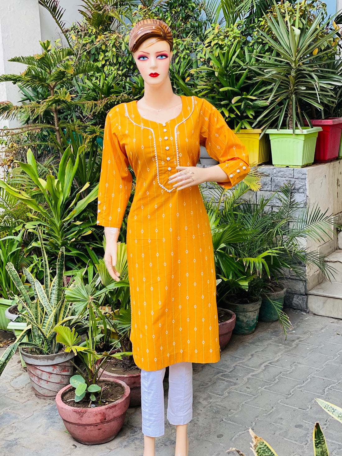 Mustard Printed Kurti