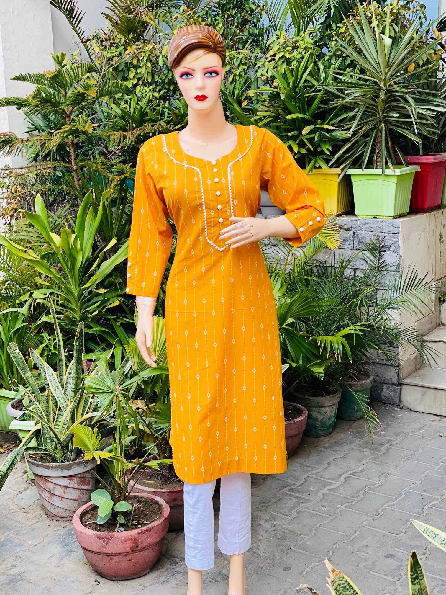 Mustard Printed Kurti