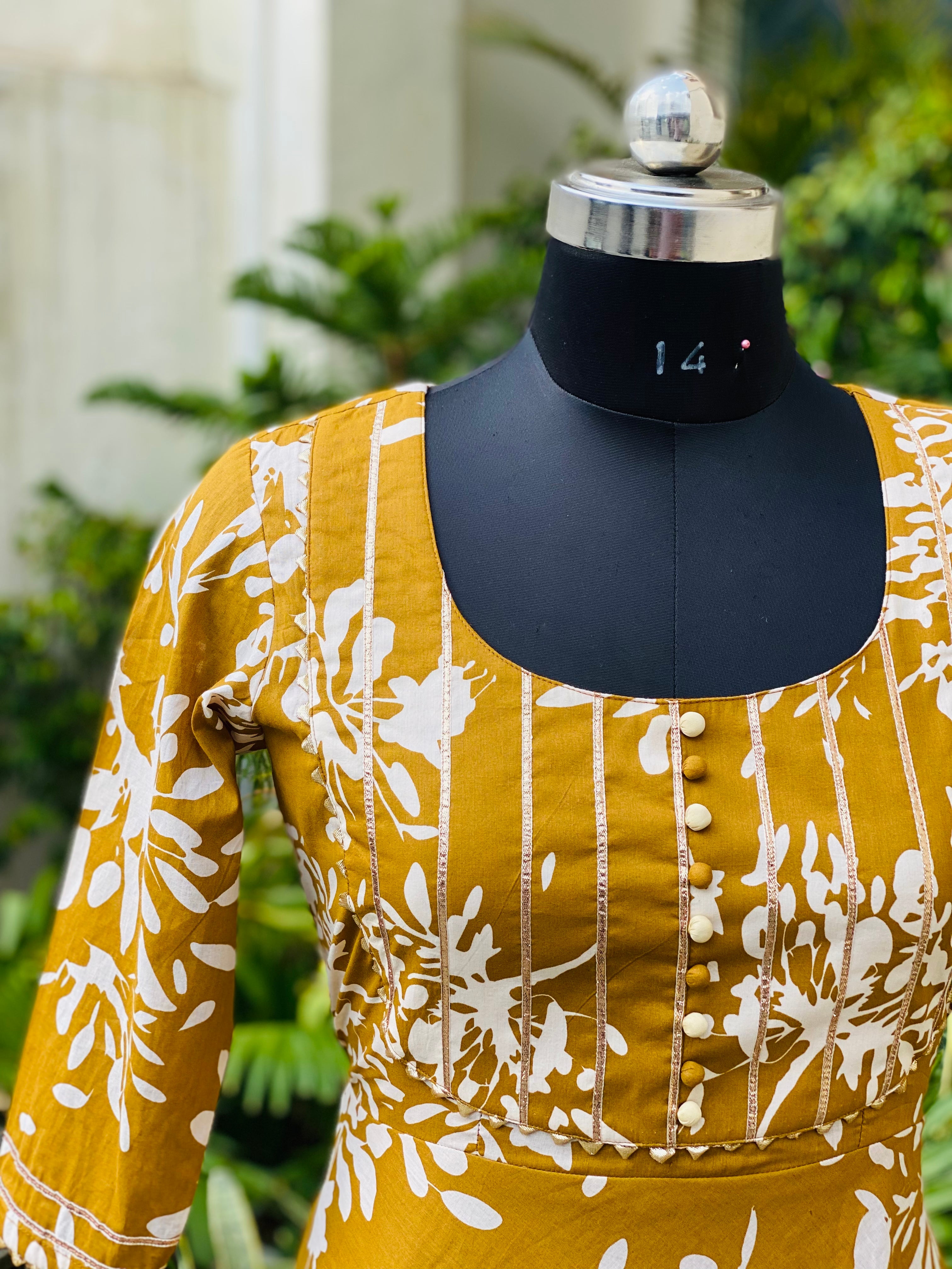 Mustard Floral Ethnic Maxi