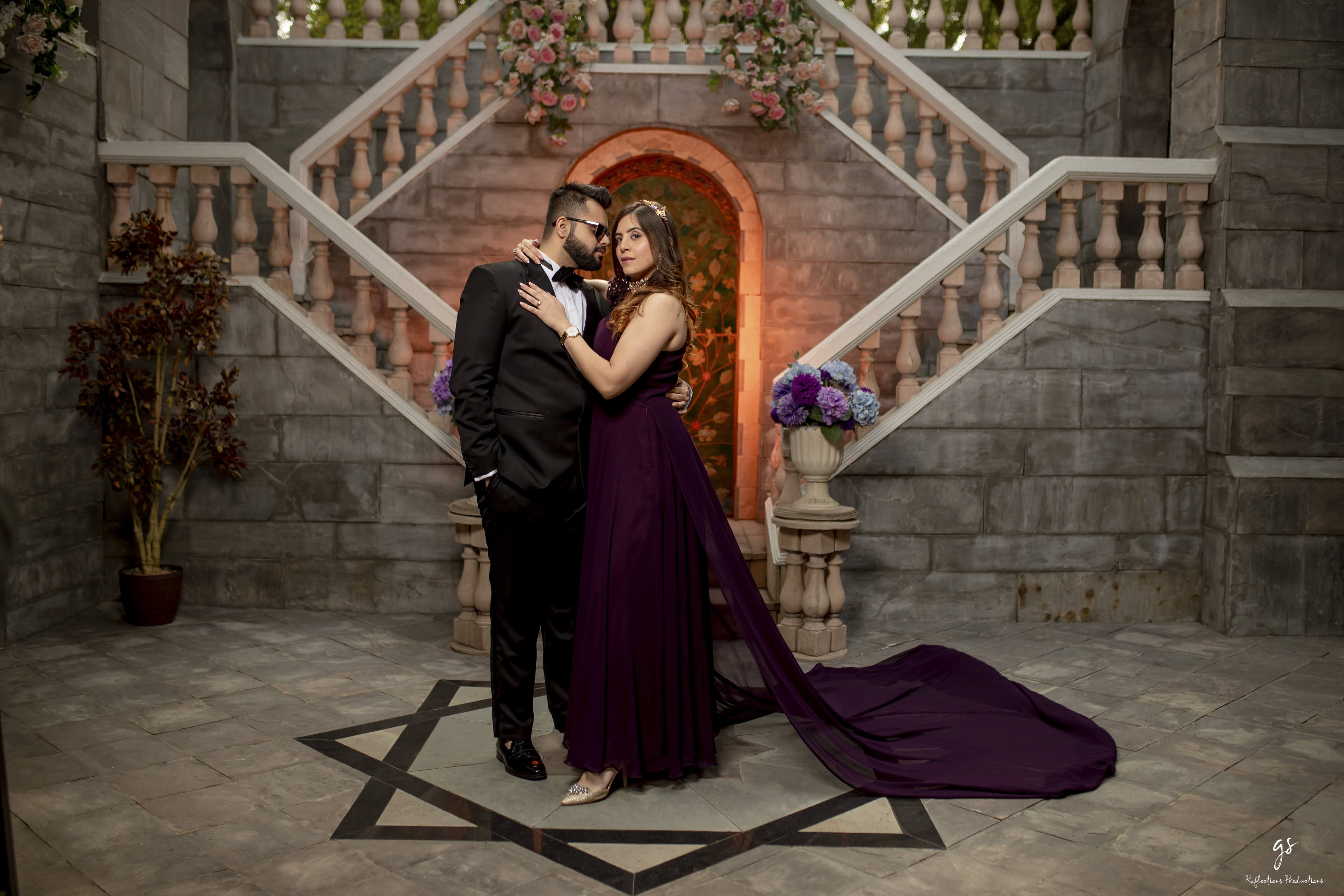 Jamun Wine Georgette Trail Gown