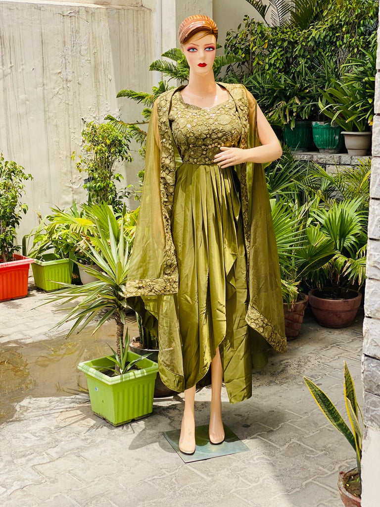 Olive Drape with Cape