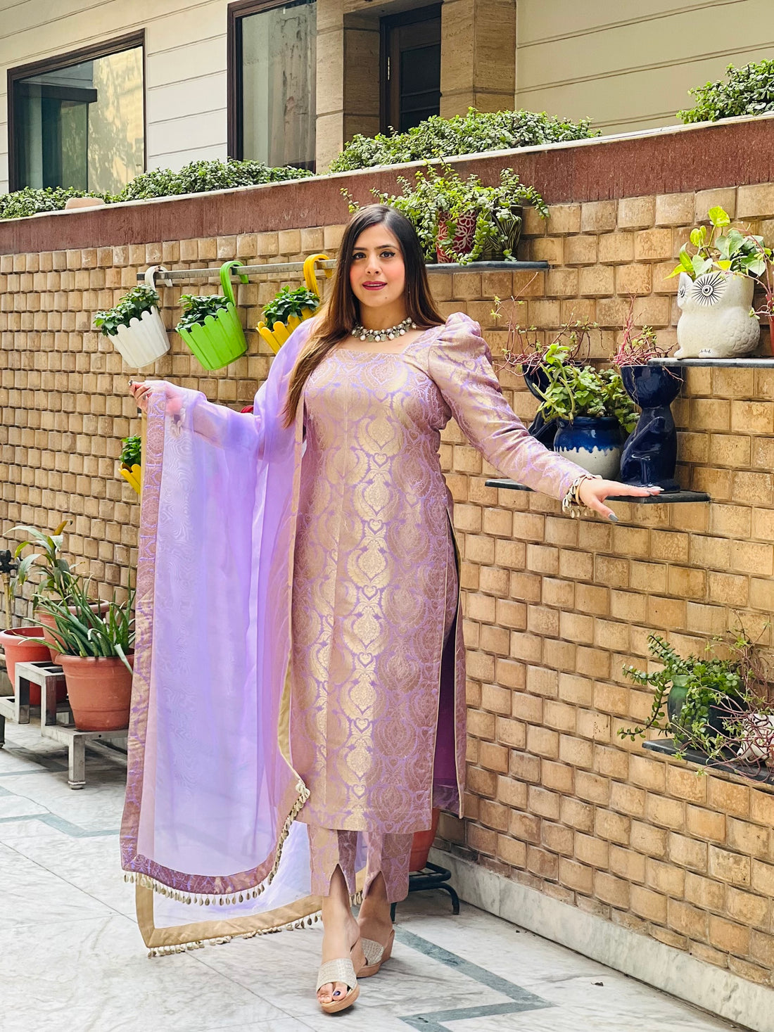 Lilac Banarasi Suit