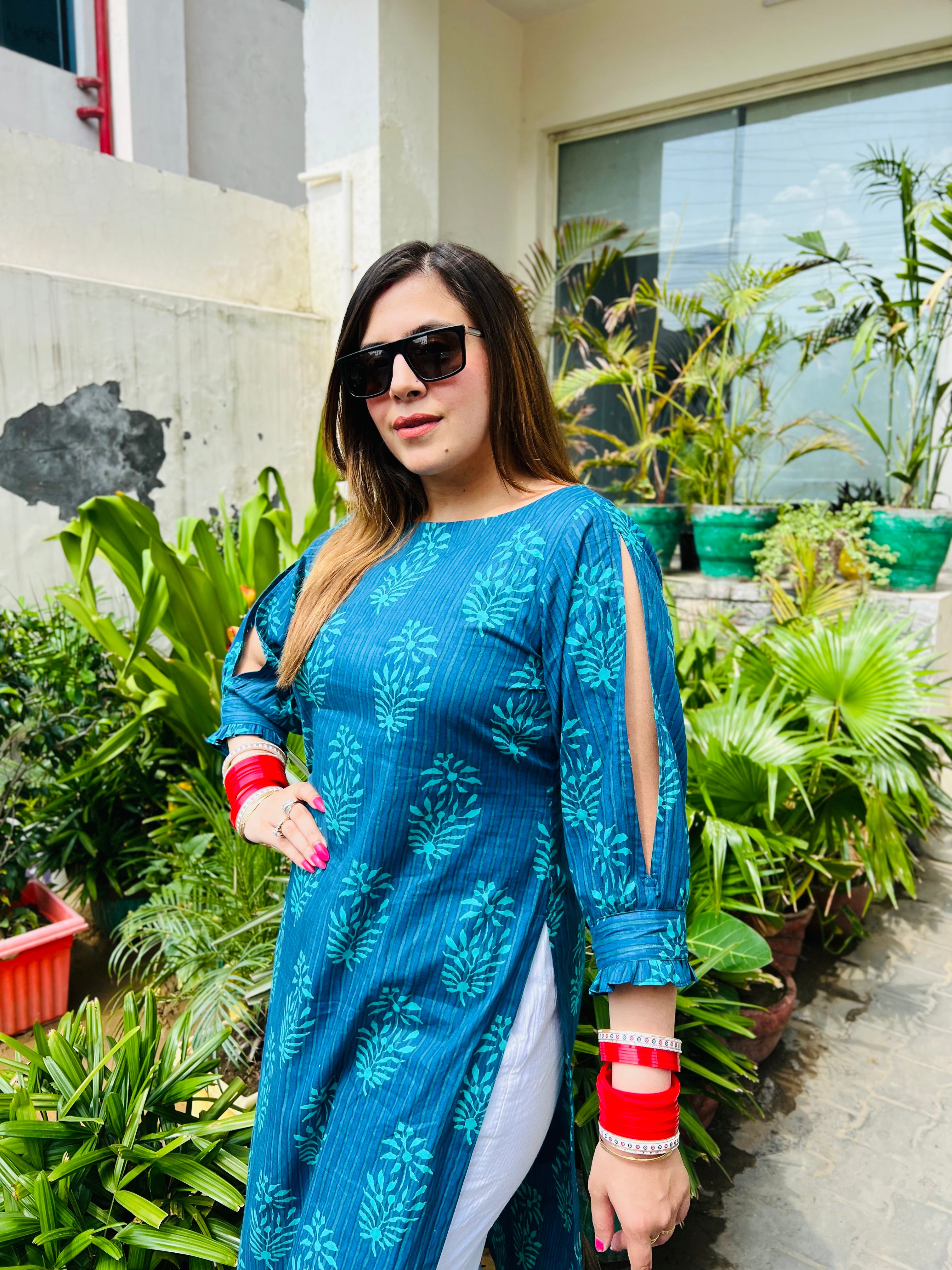 Blue Leaf Kurti