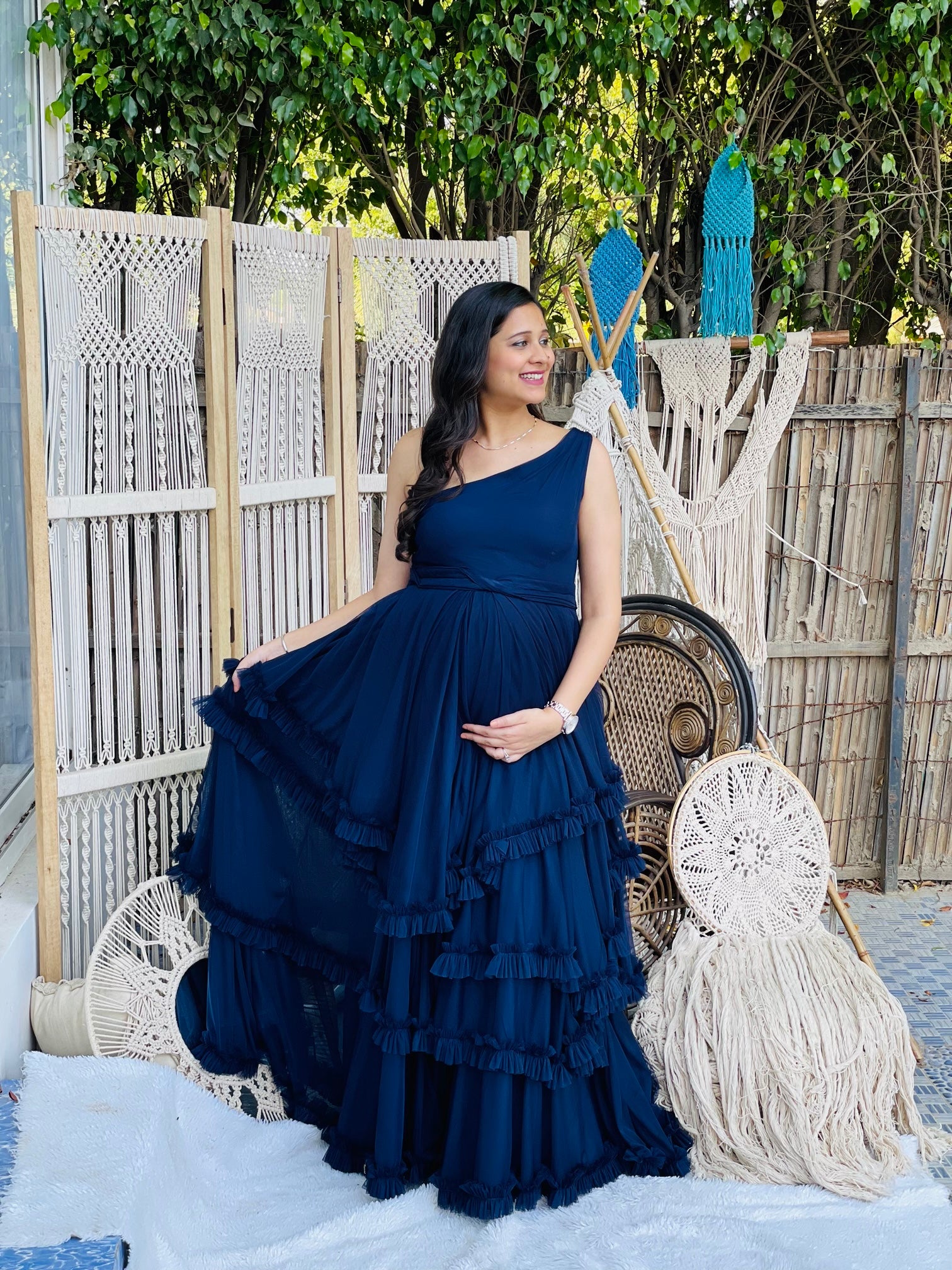 Navy Blue Net Gown