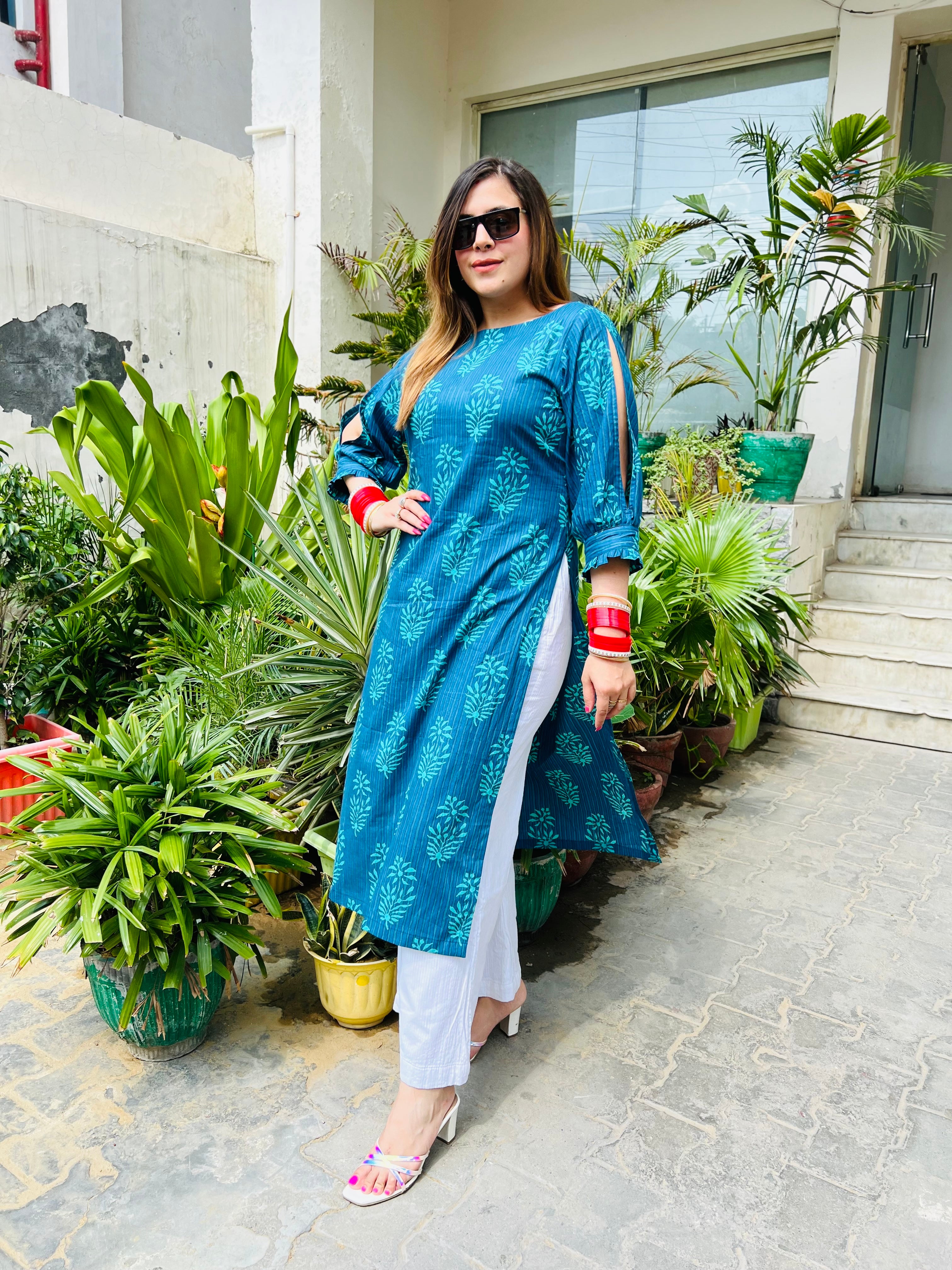 Blue Leaf Kurti