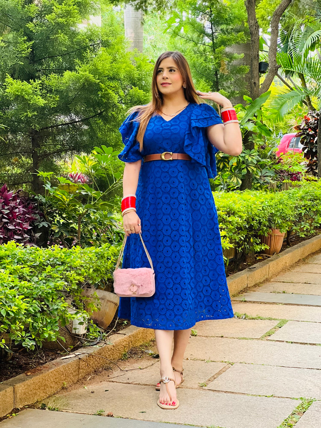 Royal Blue Schiffli Midi