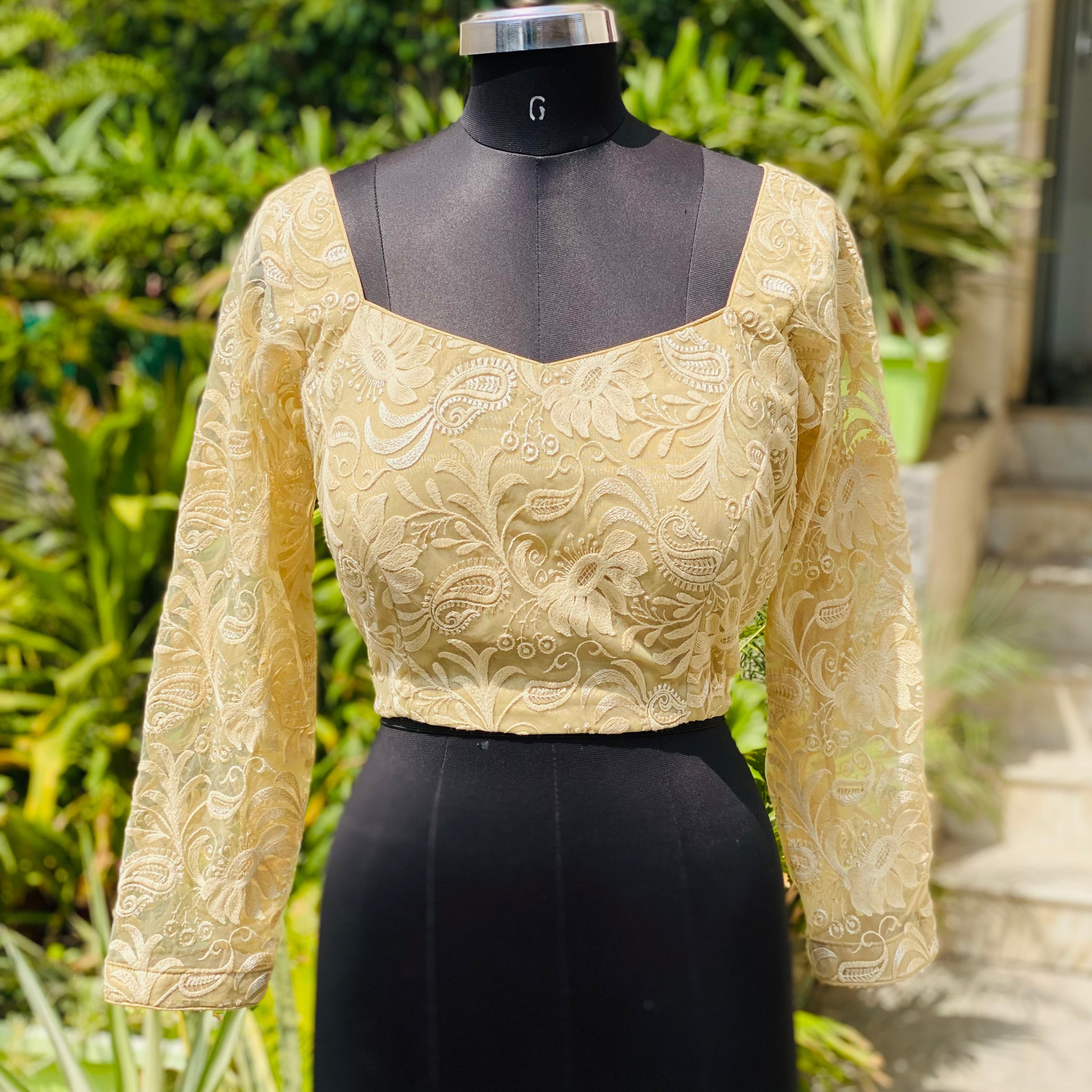 Golden Chikankari Blouse