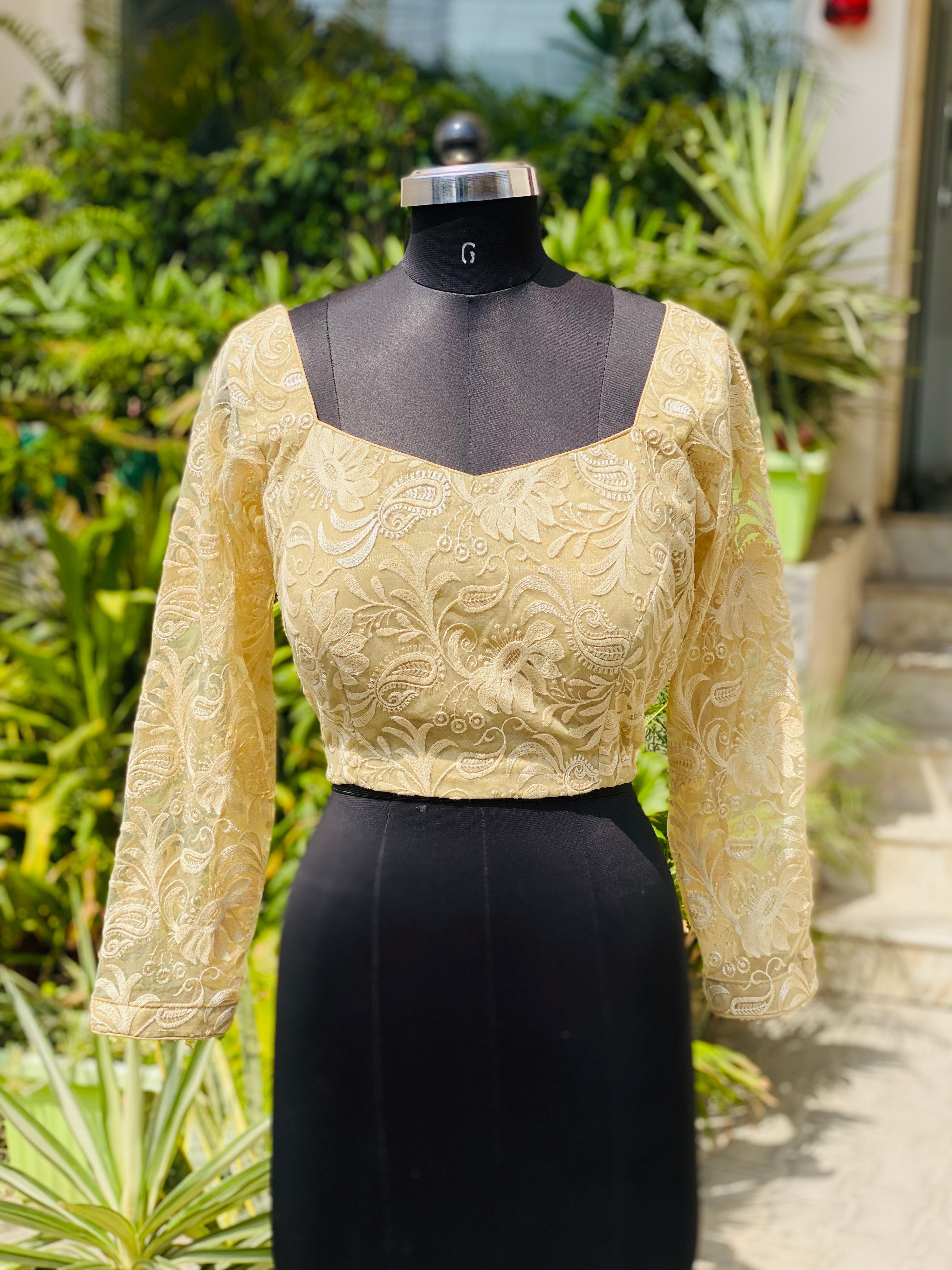 Golden Chikankari Blouse