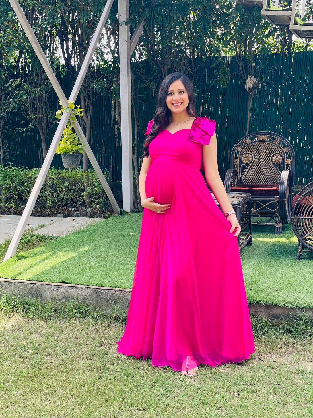 Hot Pink Net Gown