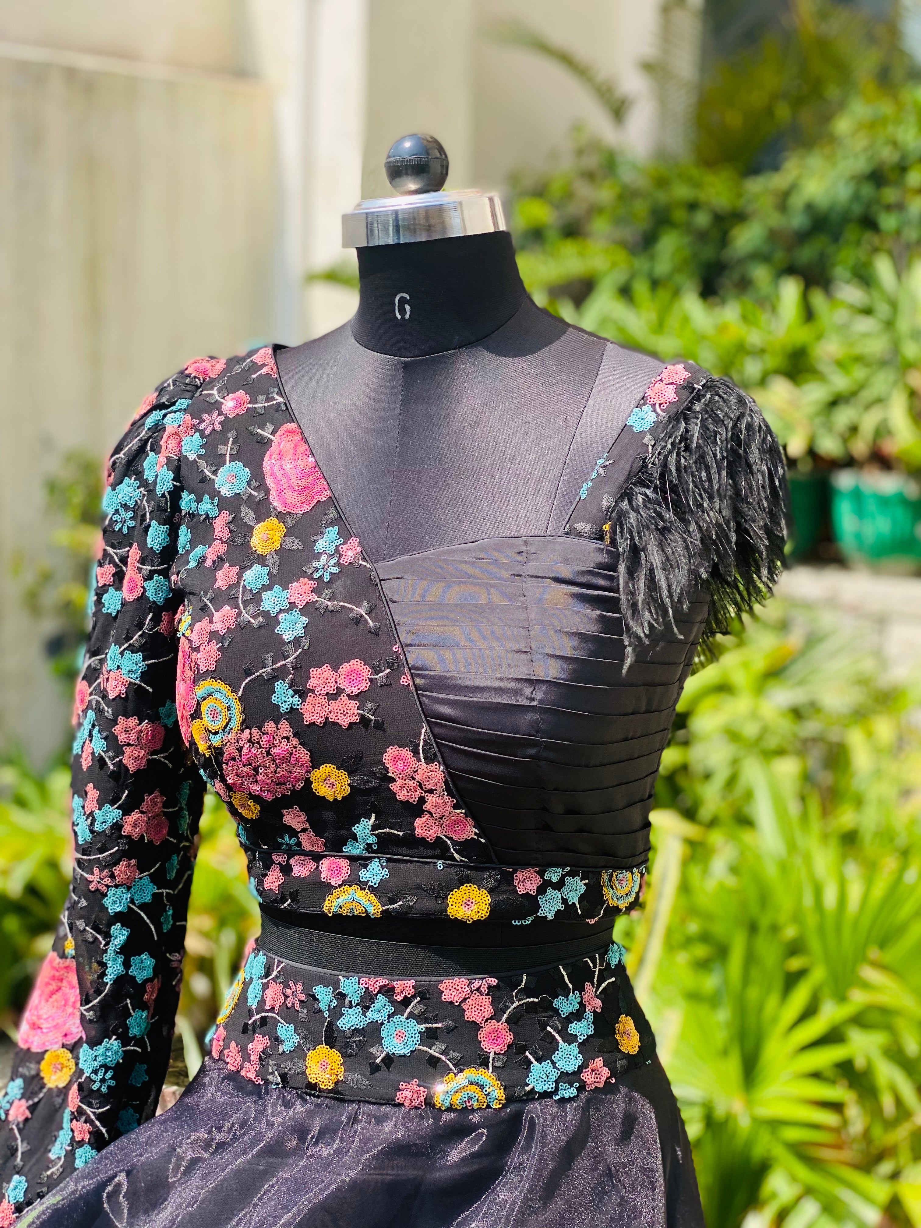 Black Organza Lehenga