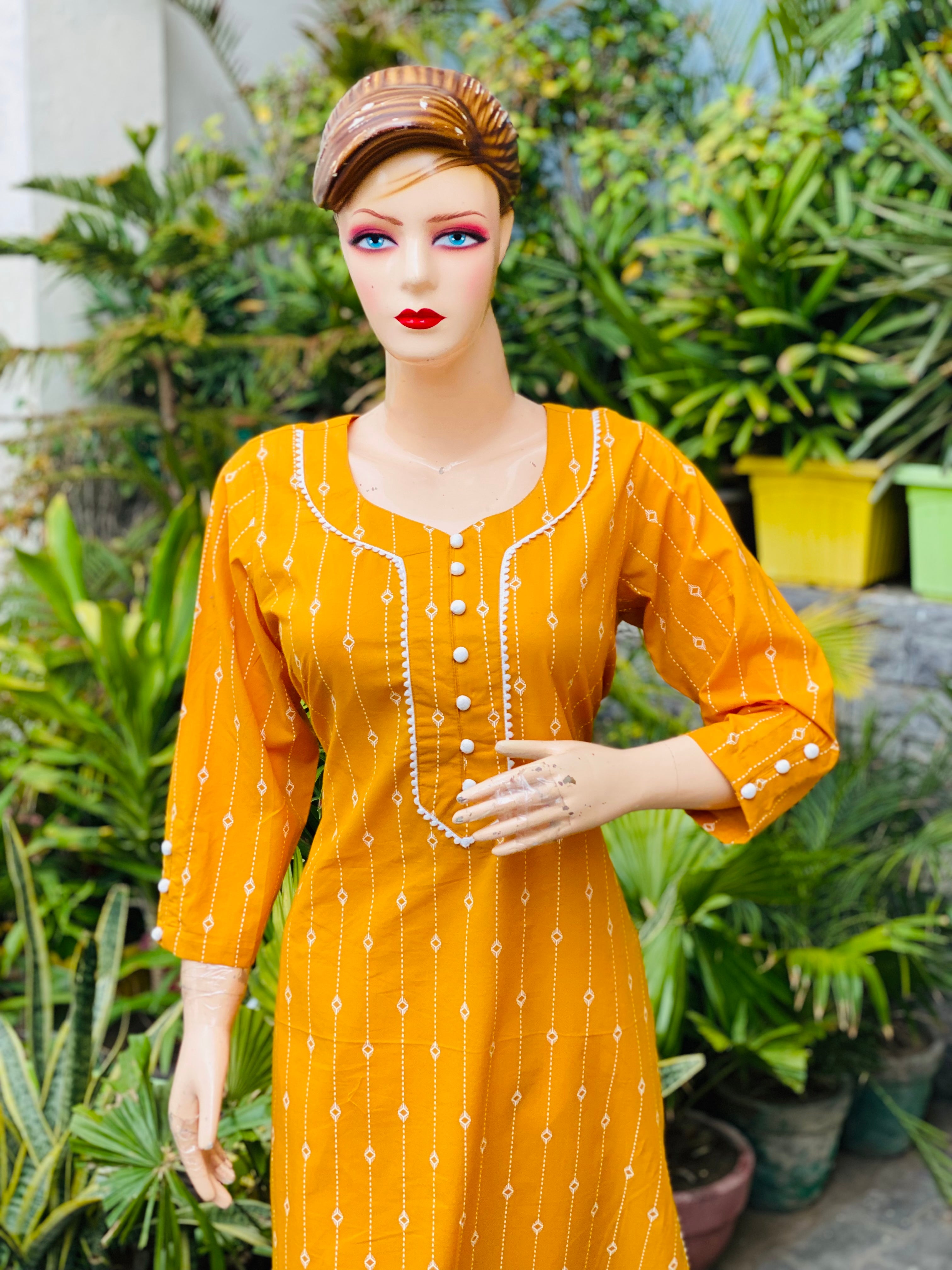 Mustard Printed Kurti