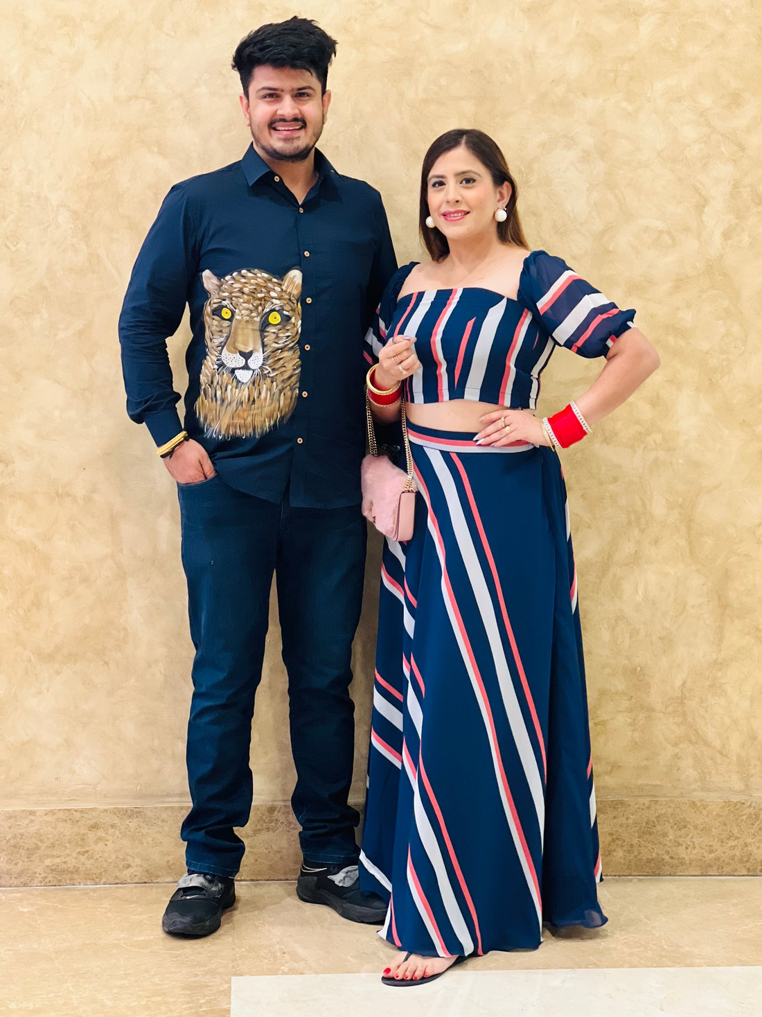 Navy Blue Stripes Twin Set