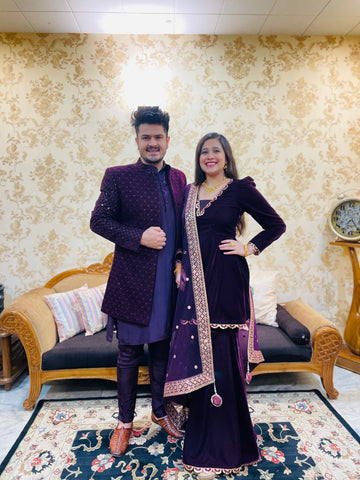 Menswear Wine Kurta Set