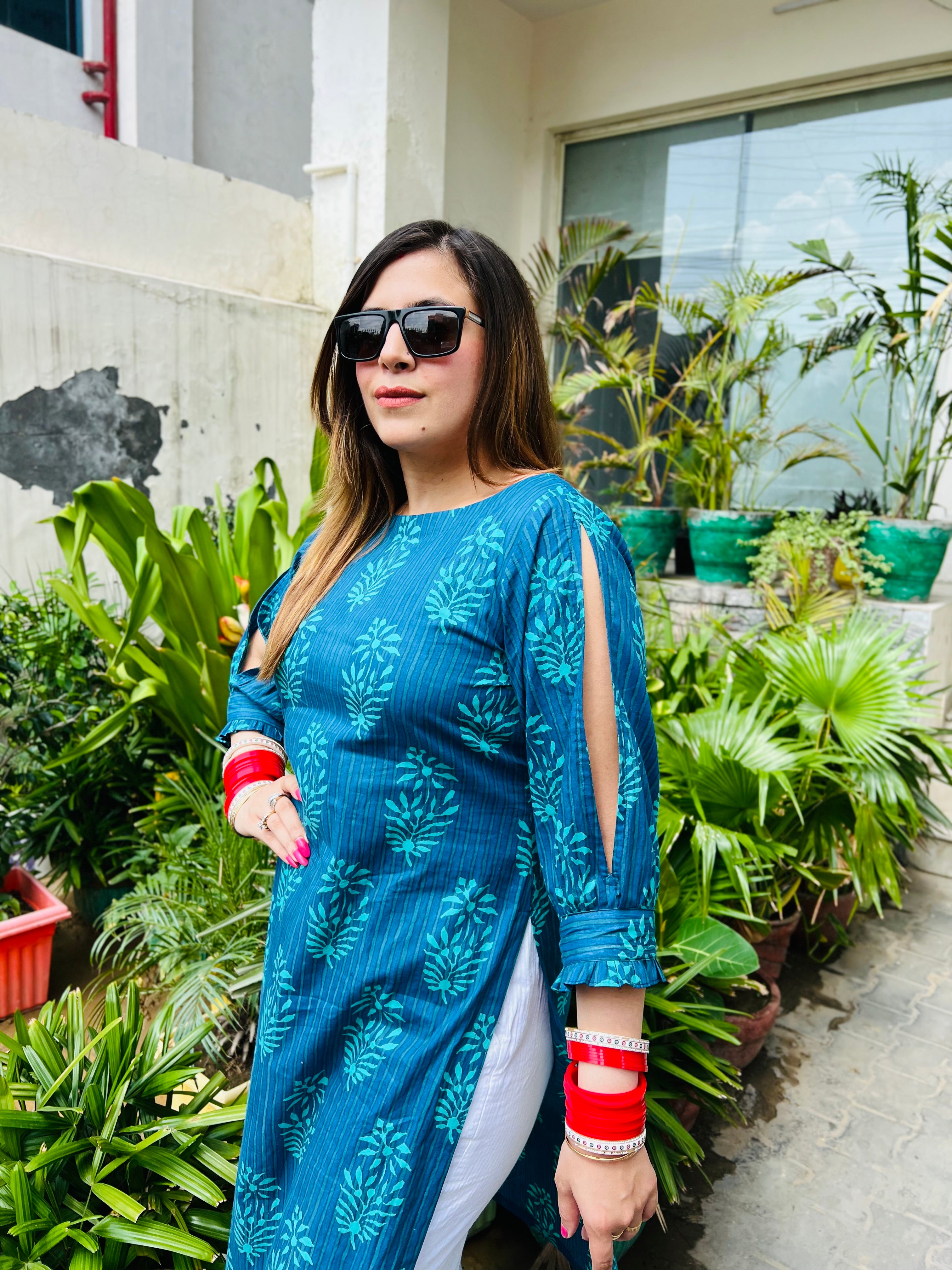 Blue Leaf Kurti