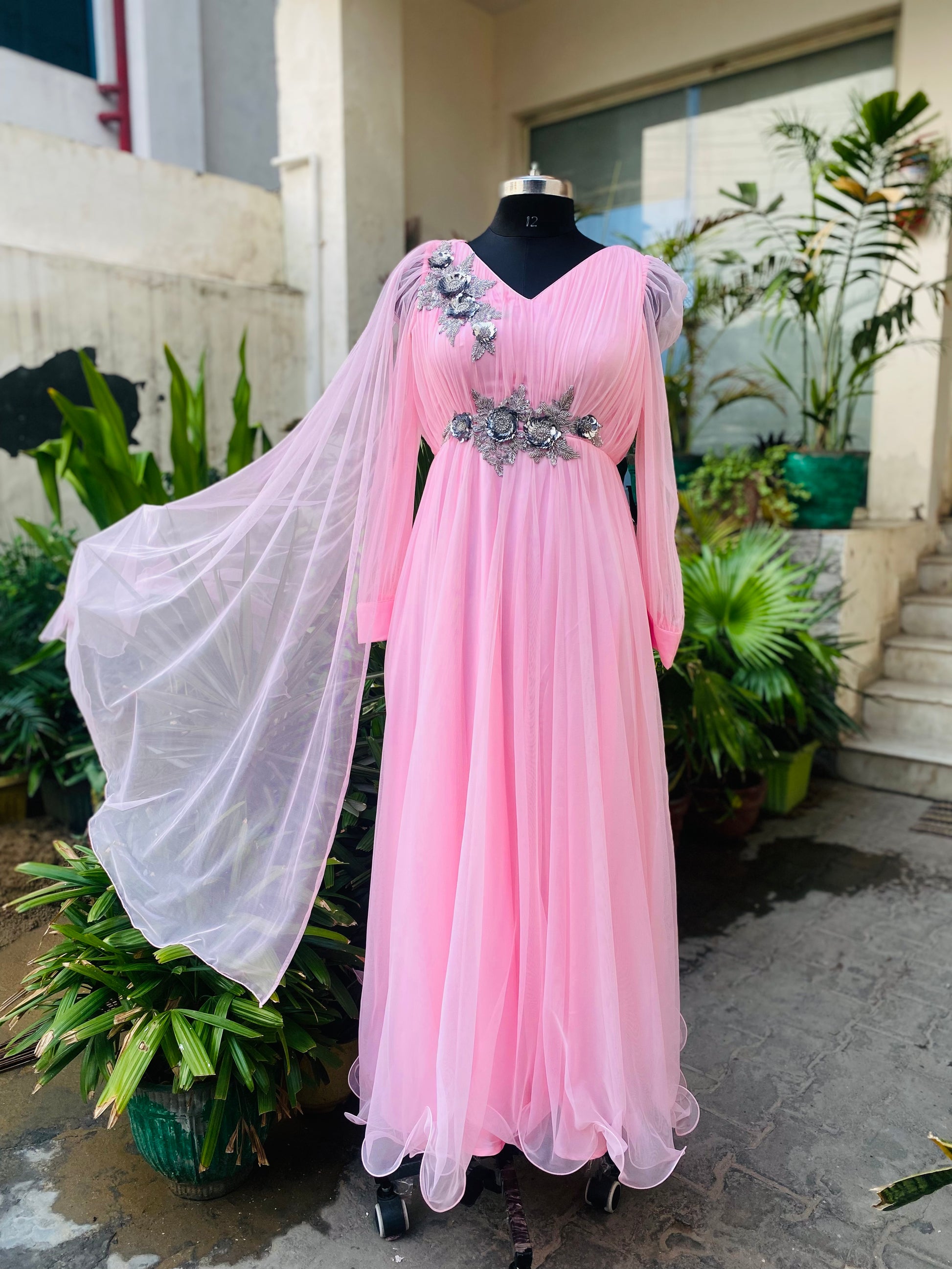 light pink maxi dress pakistani Light Pink Embellished Net Gown: Pakistani Bridal Maxi