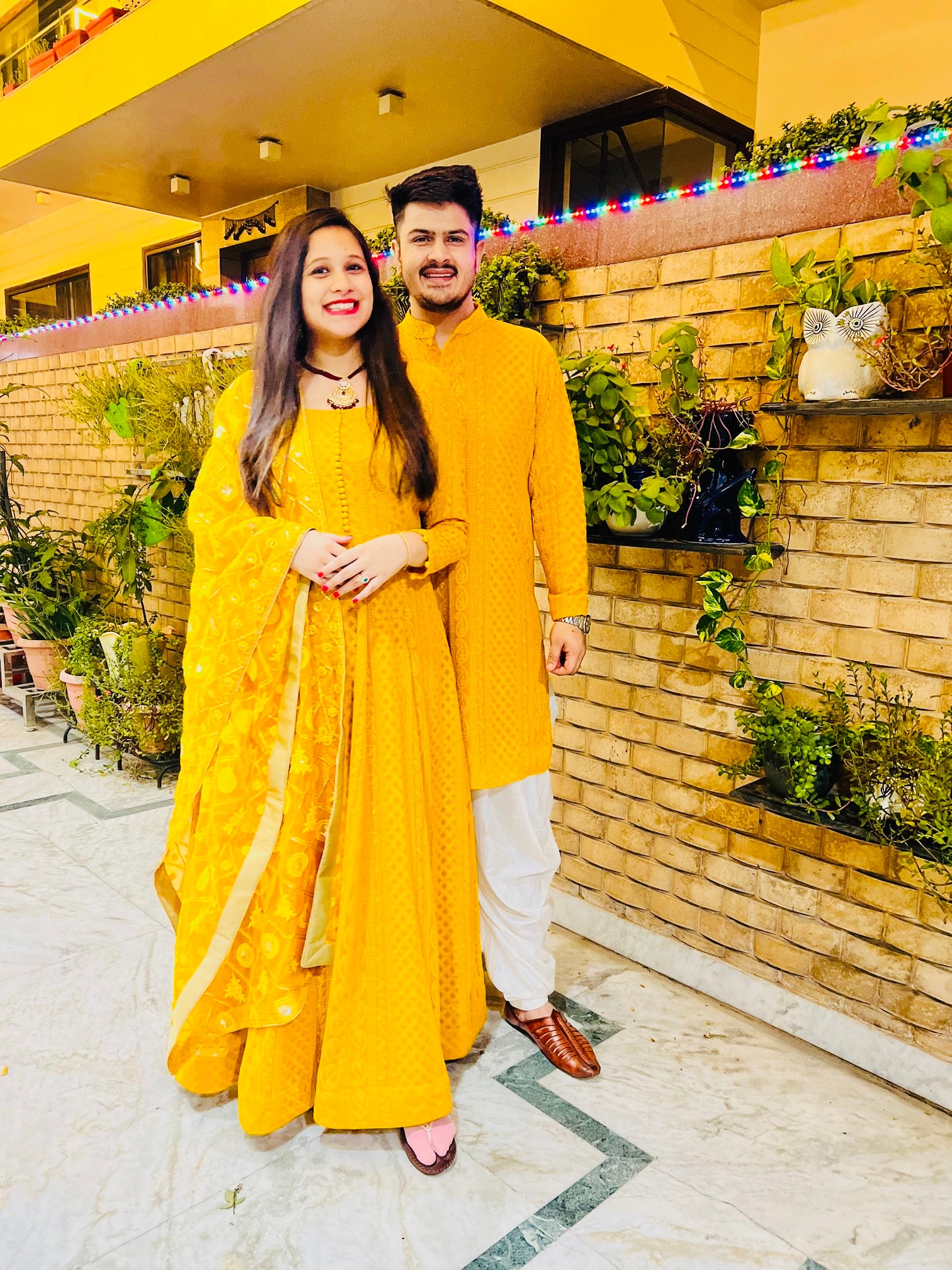 Menswear Yellow Chikankari Kurta with Dhoti