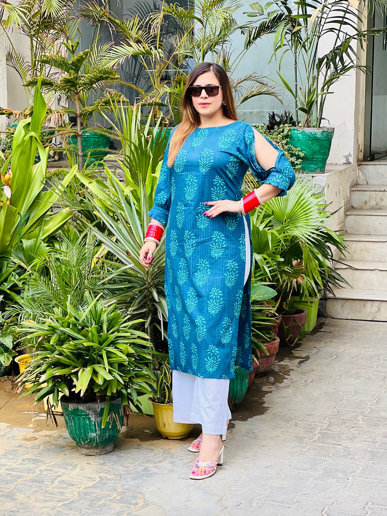 Blue Leaf Kurti
