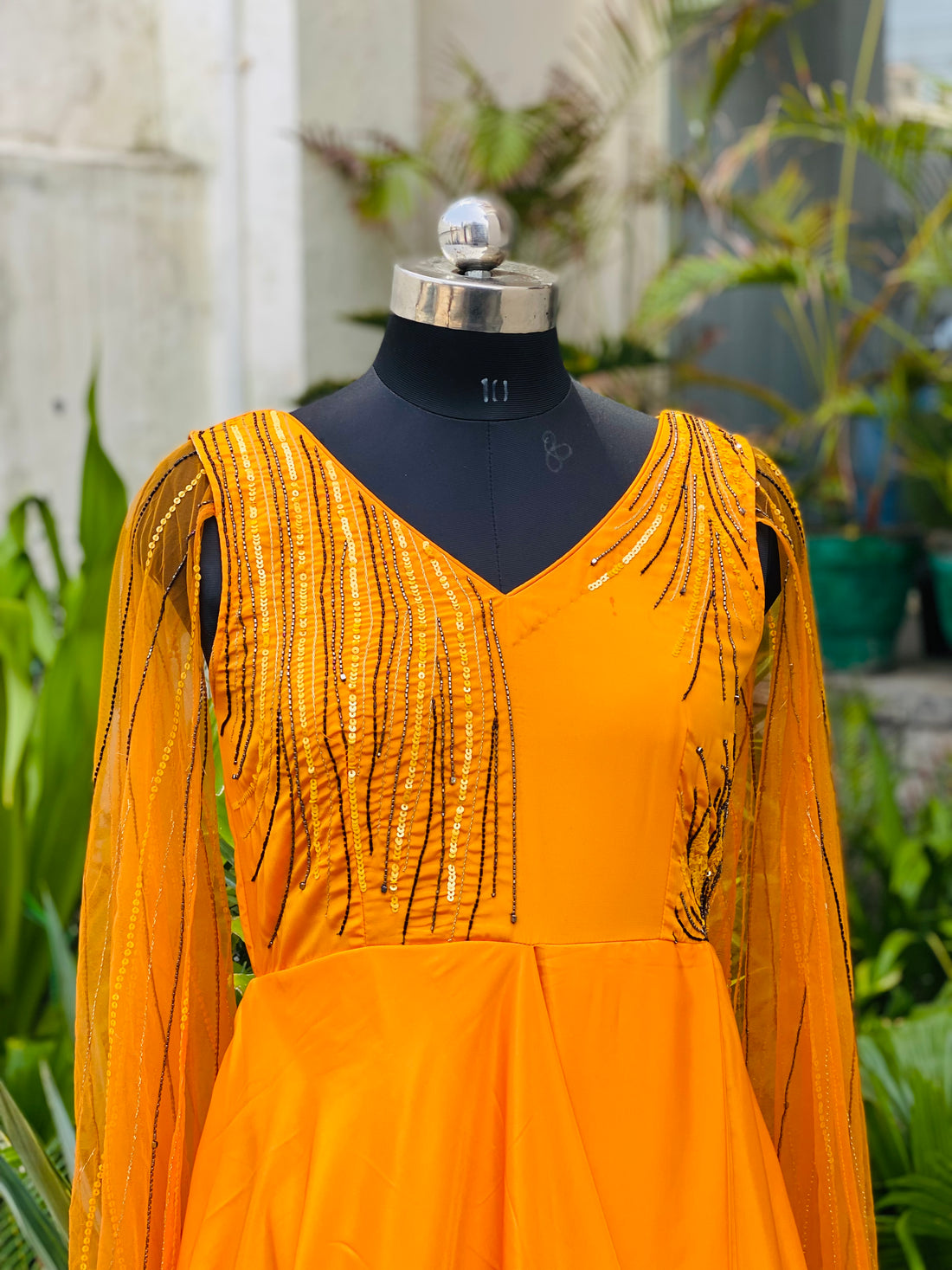 Yellow Cape Sleeves Drape
