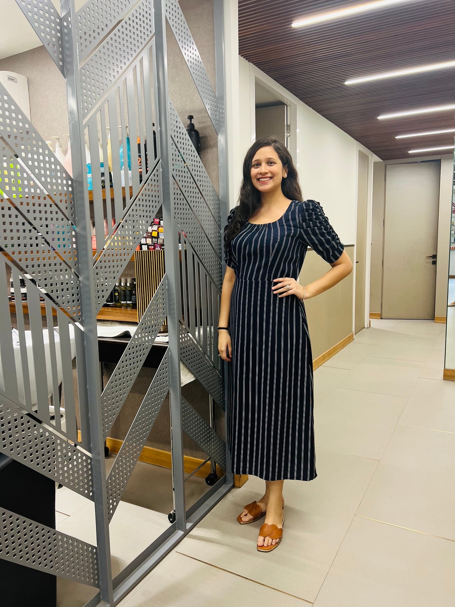 Navy Blue Stripes Midi