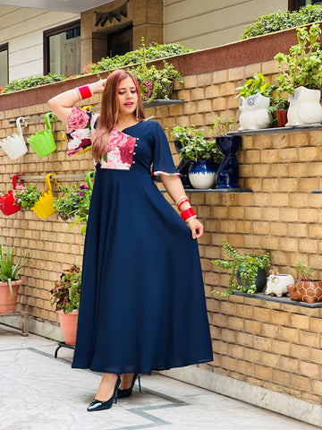 Navy Blue Half & Half Maxi