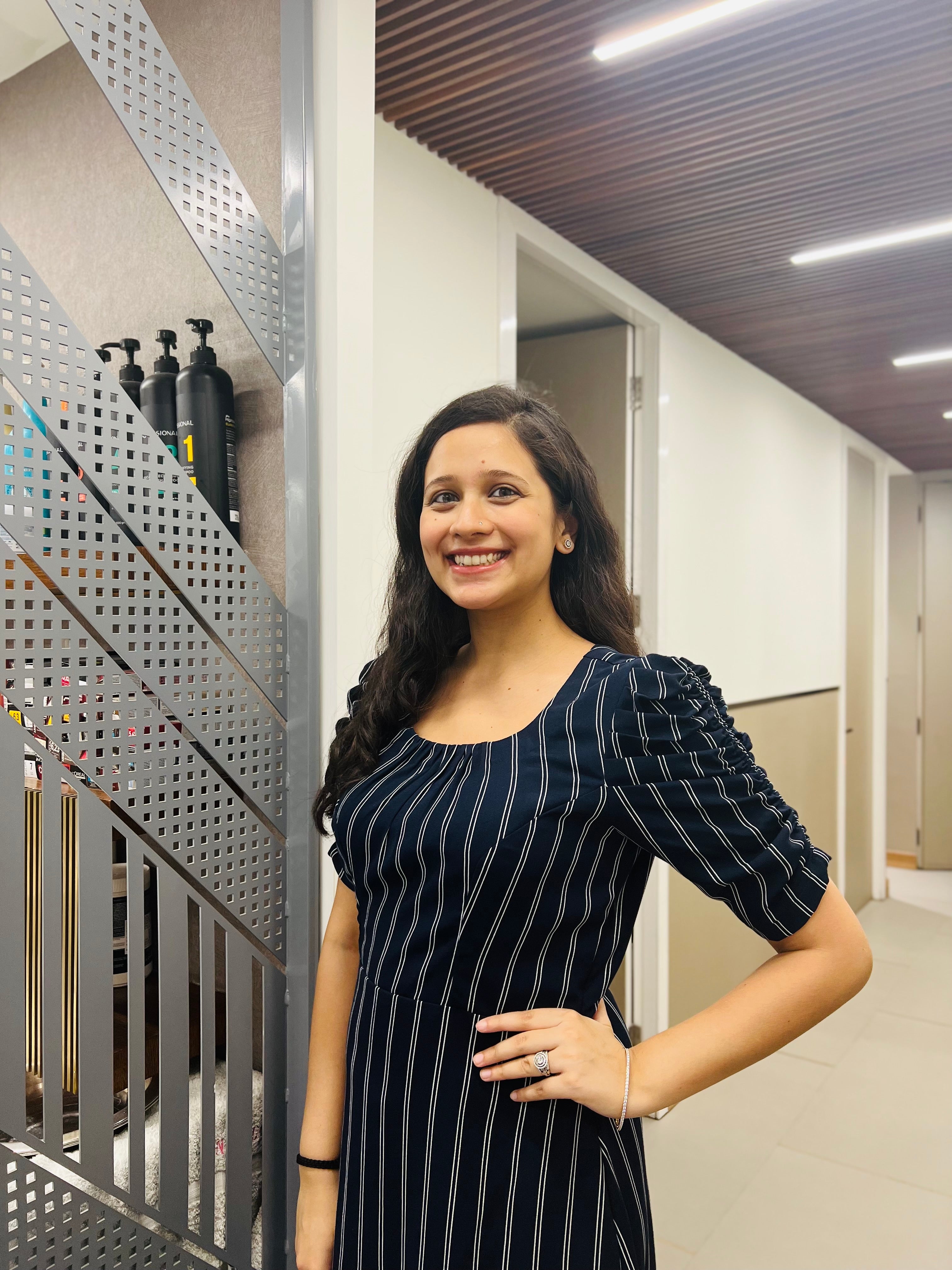 Navy Blue Stripes Midi