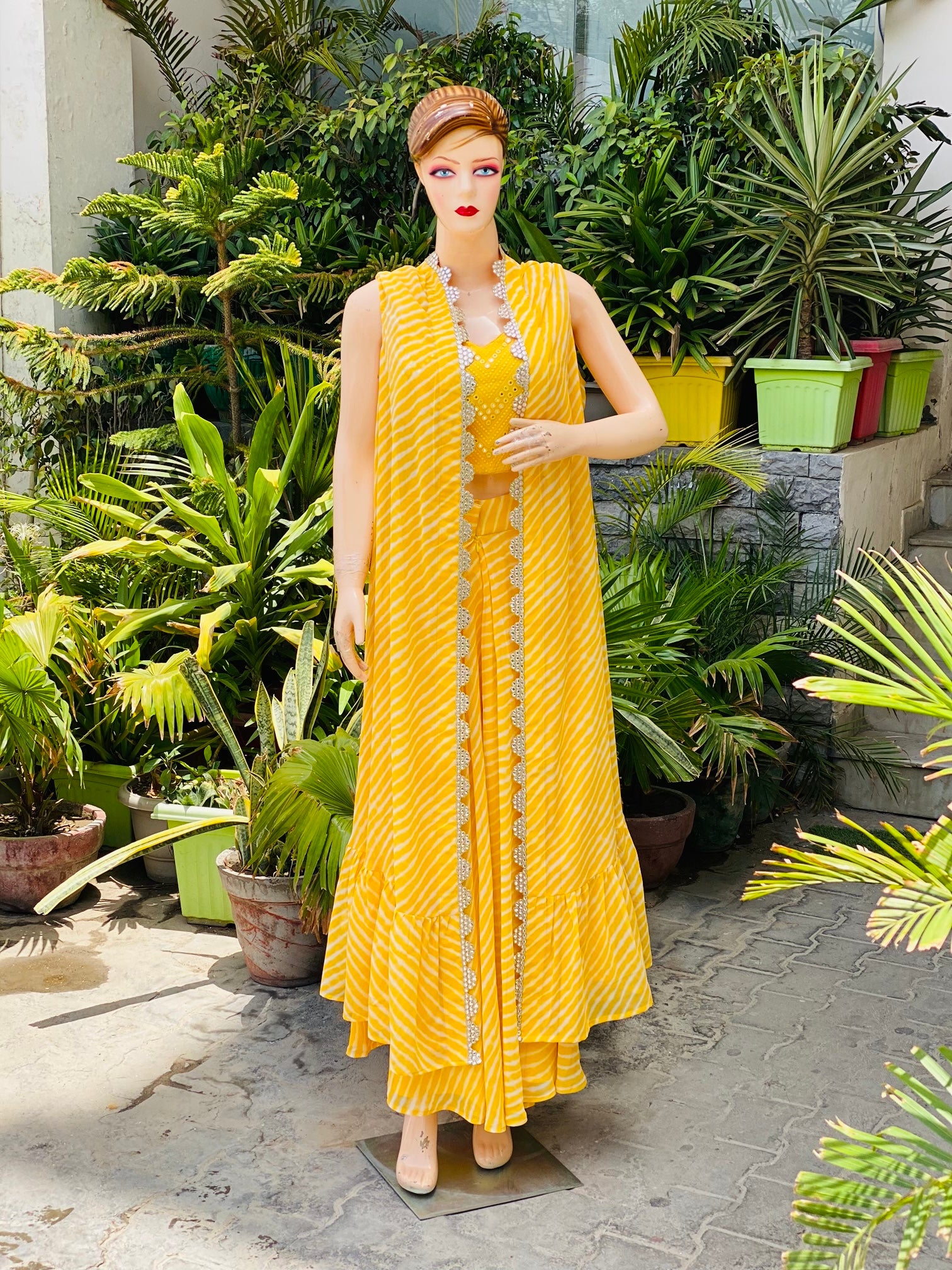 Yellow Leheriya Co-Ord Set