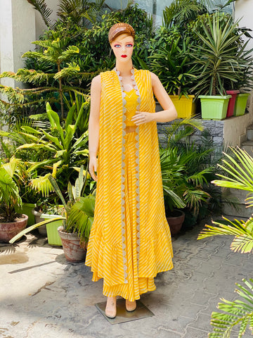 Yellow Leheriya Co-Ord Set