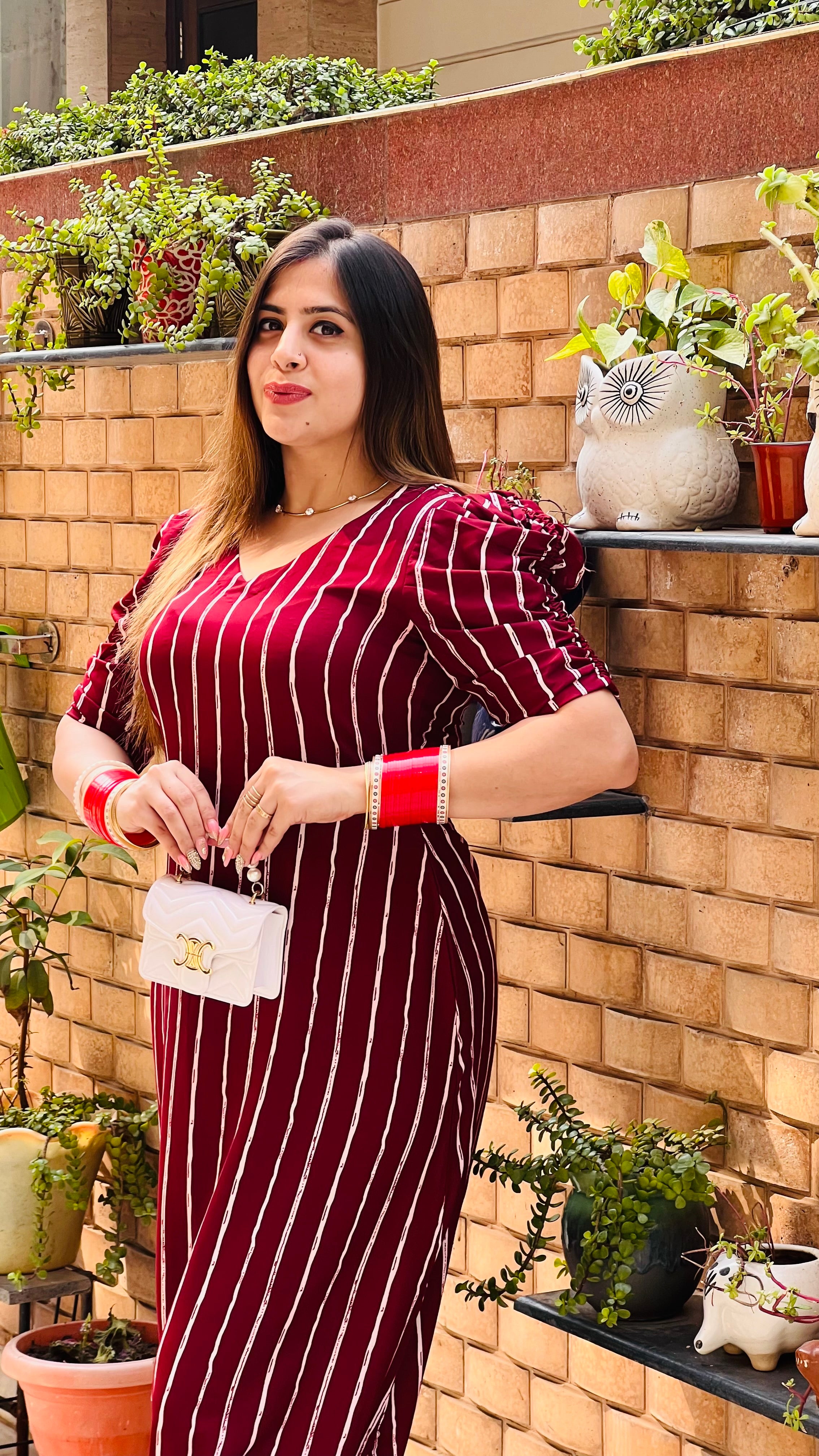 Maroon Stripes Low Crotch Jumpsuit