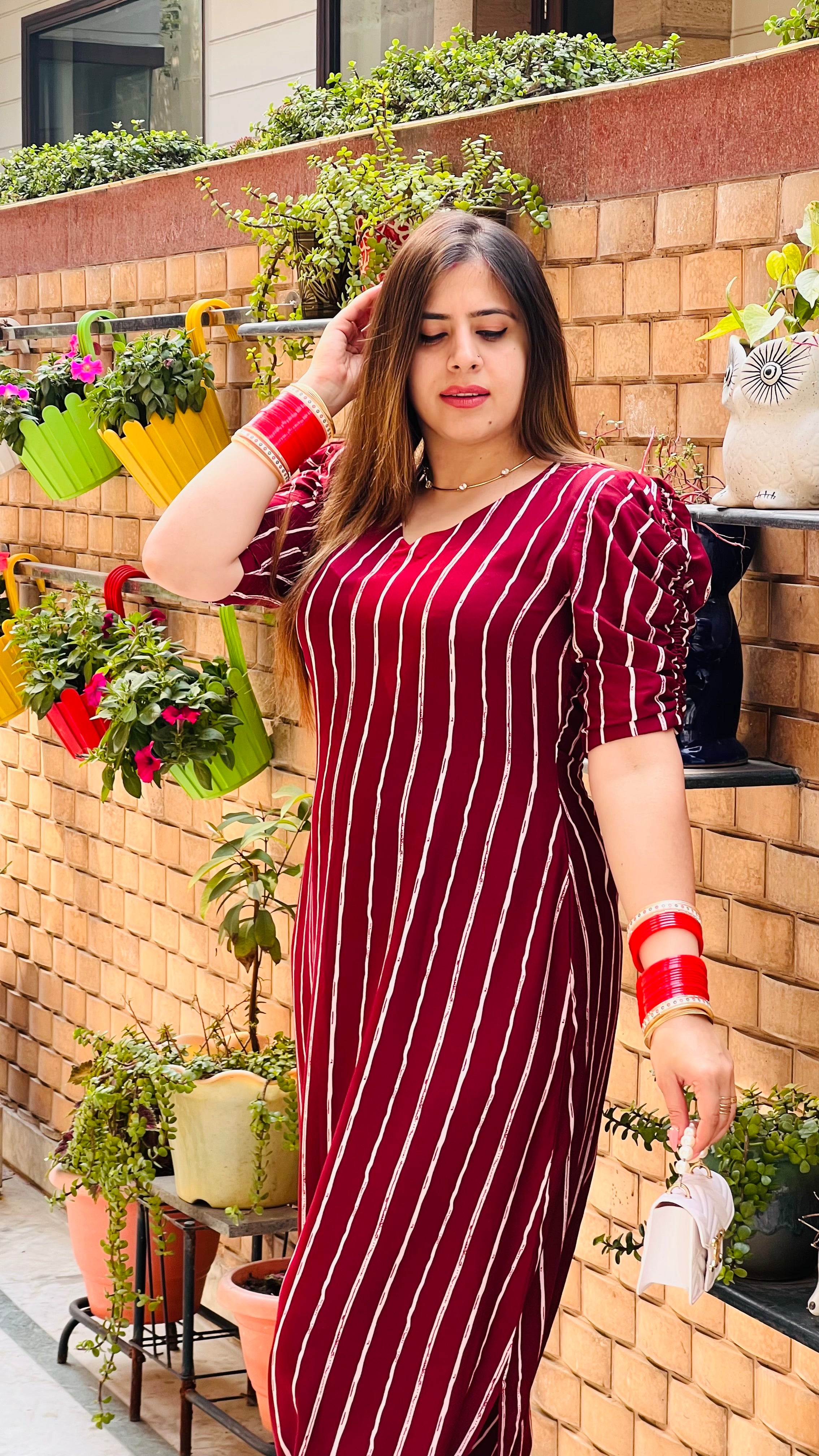 Maroon Stripes Low Crotch Jumpsuit