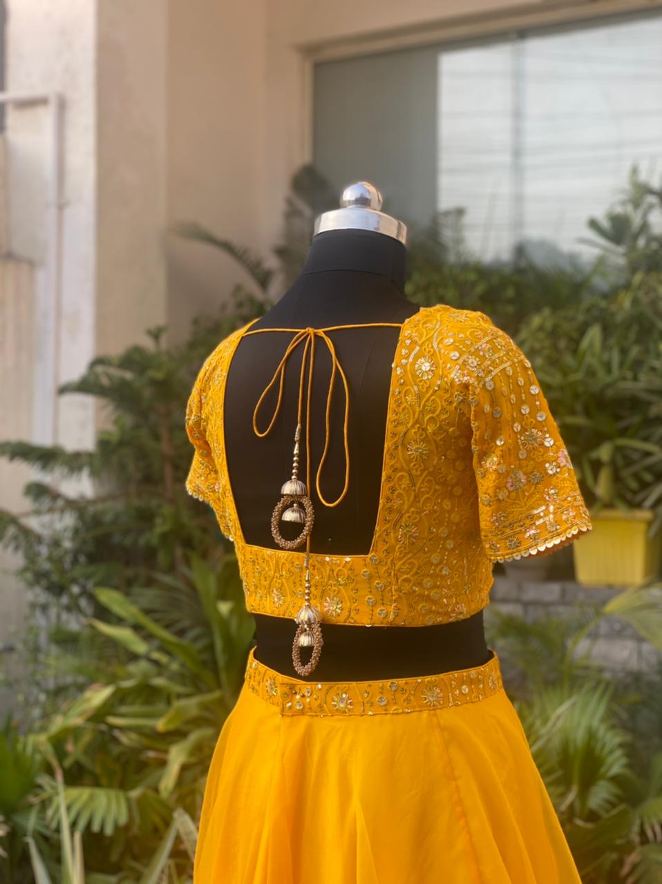 Yellow Organza Lehenga