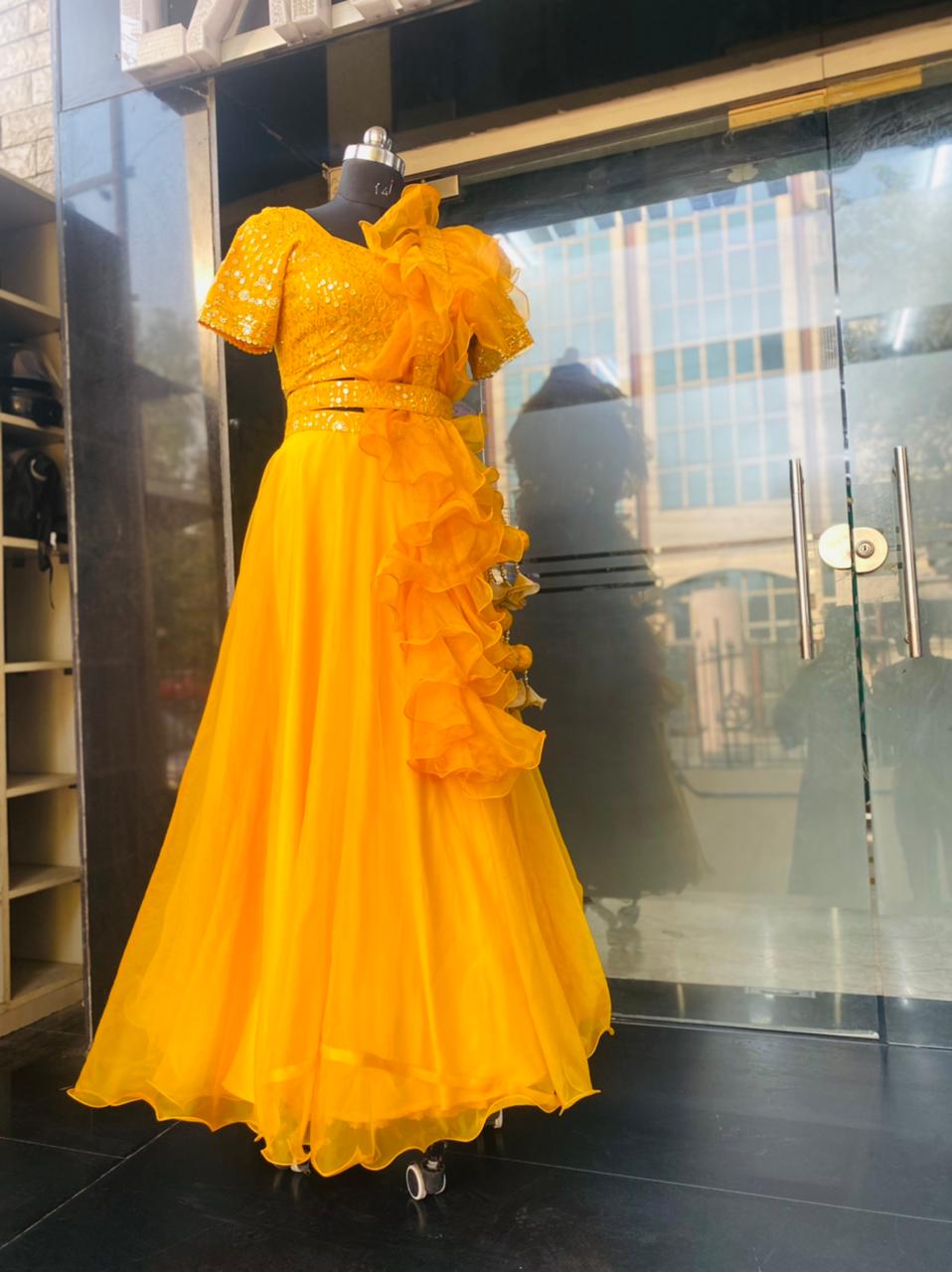 Yellow Organza Lehenga
