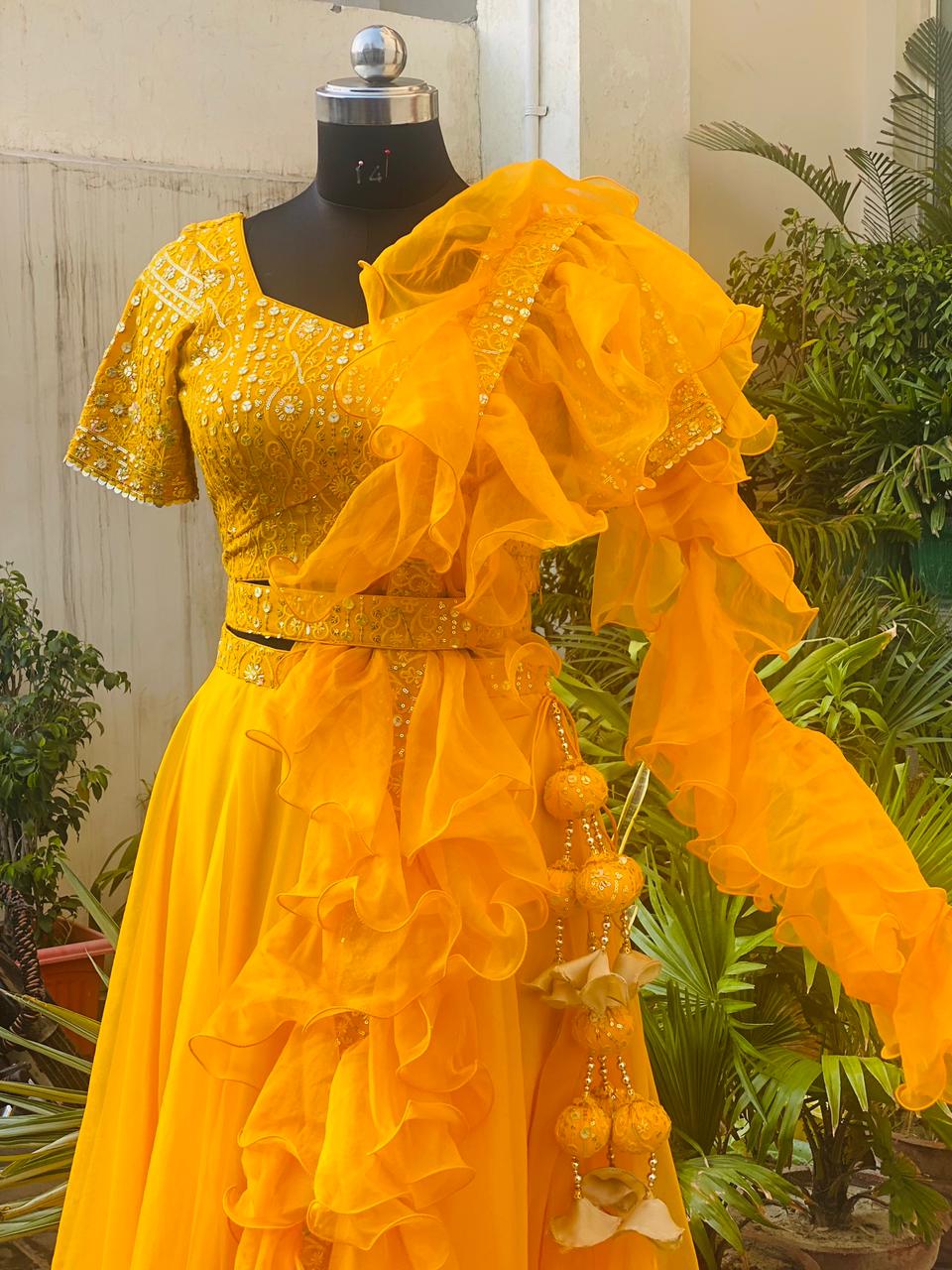 Yellow Organza Lehenga