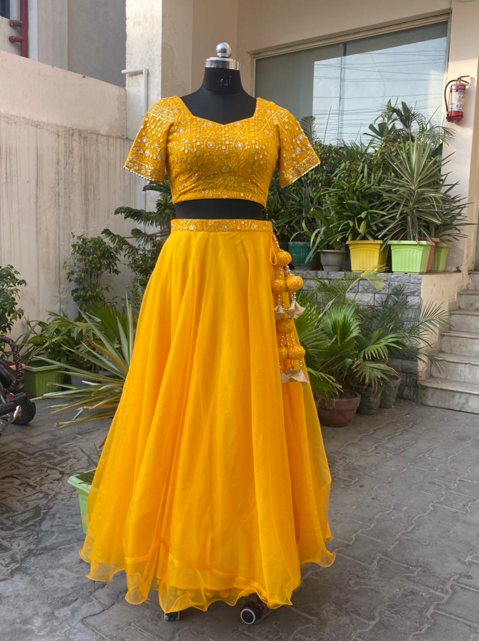Yellow Organza Lehenga