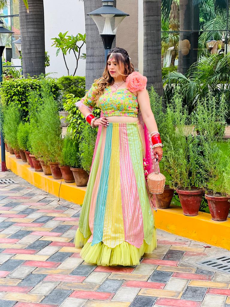 Multicolor Georgette Lehenga