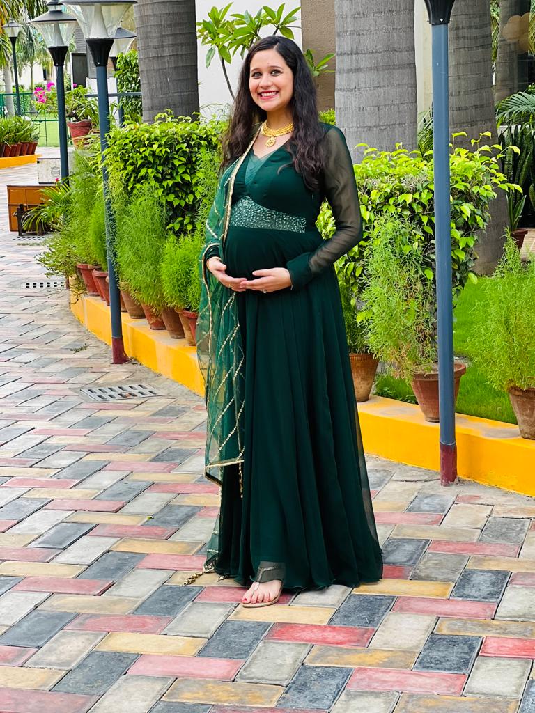 Bottle Green Embroidered Anarkali