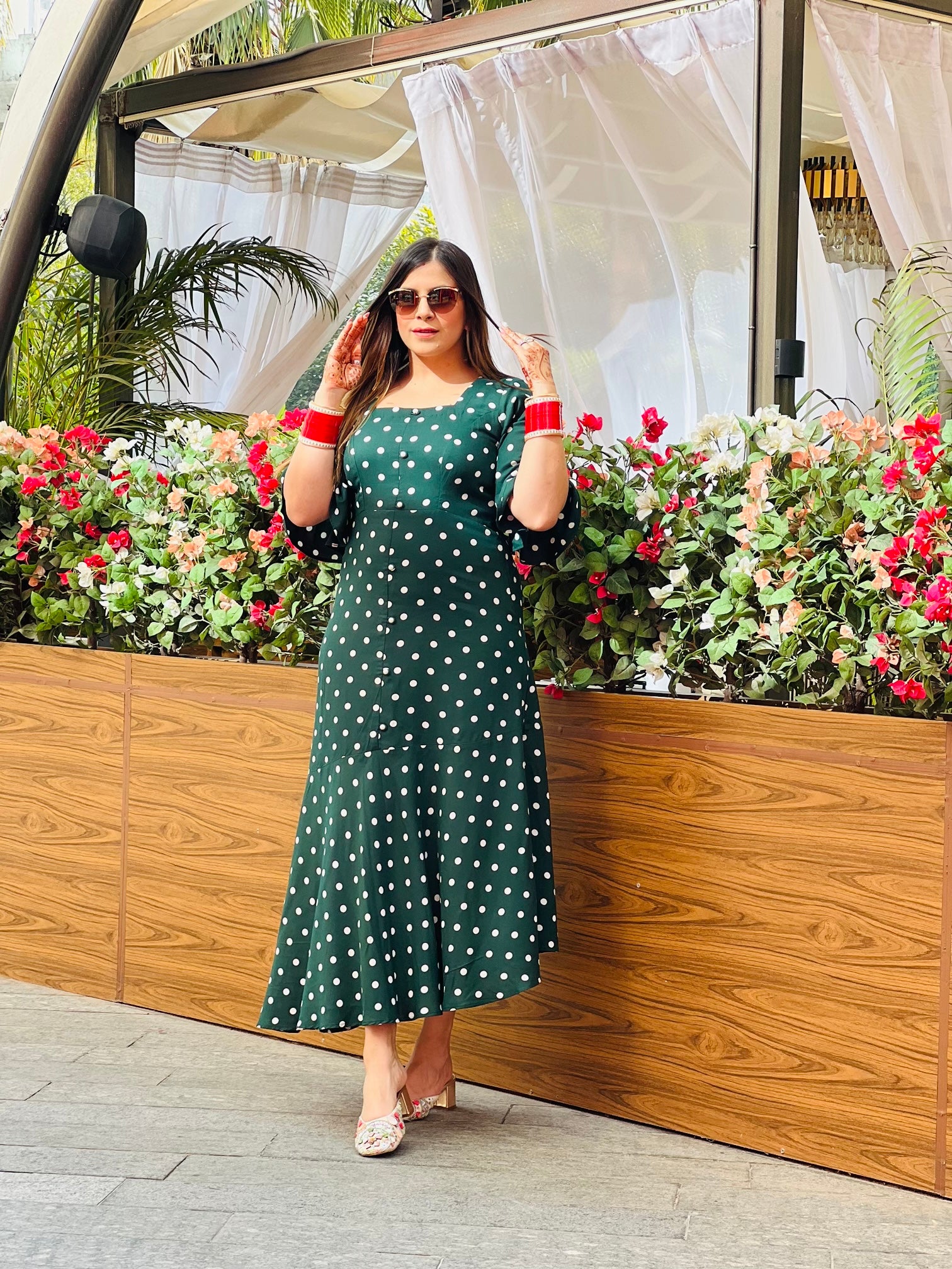 Green Polka Midi